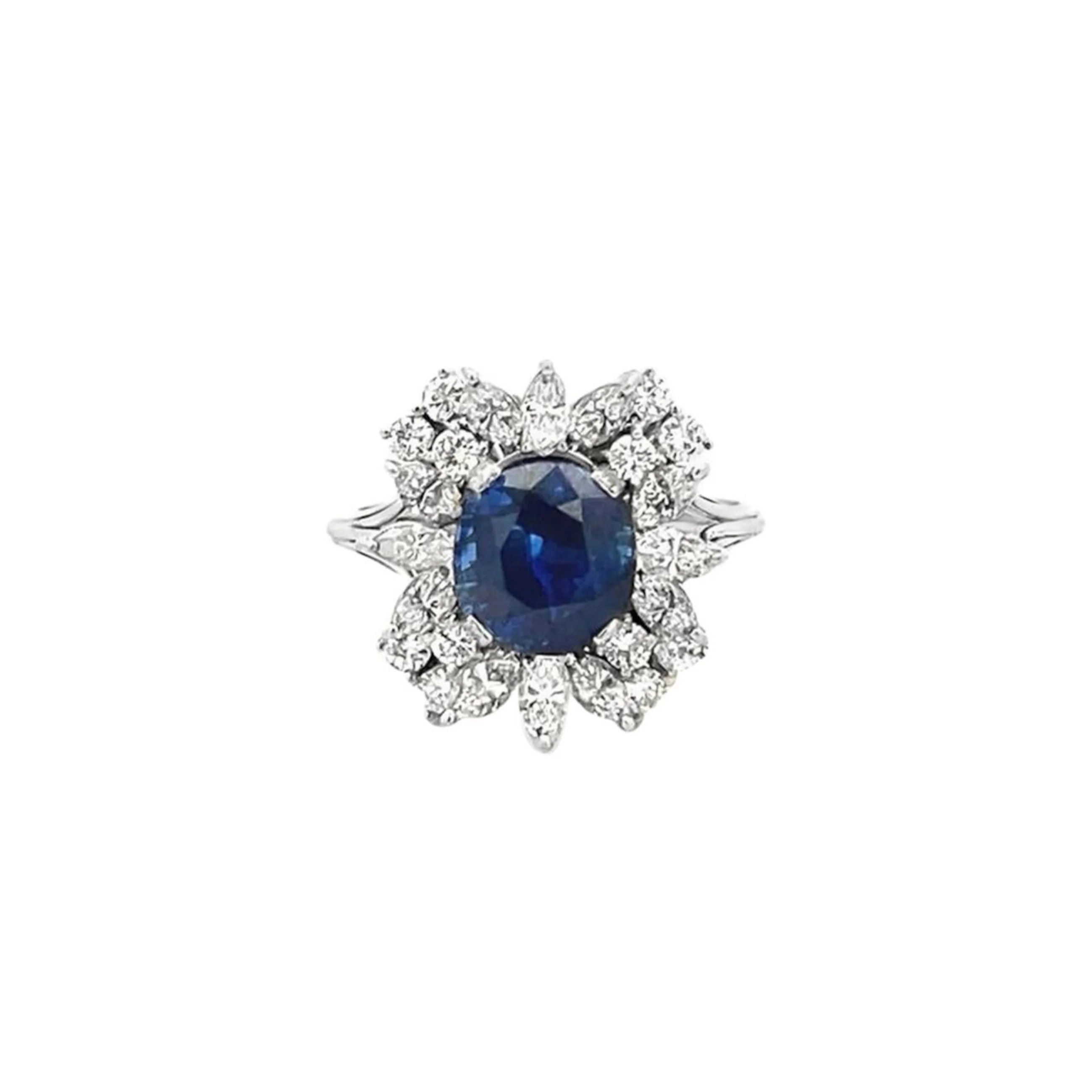 Oval Cut Sapphire & Diamond Cocktail Ring