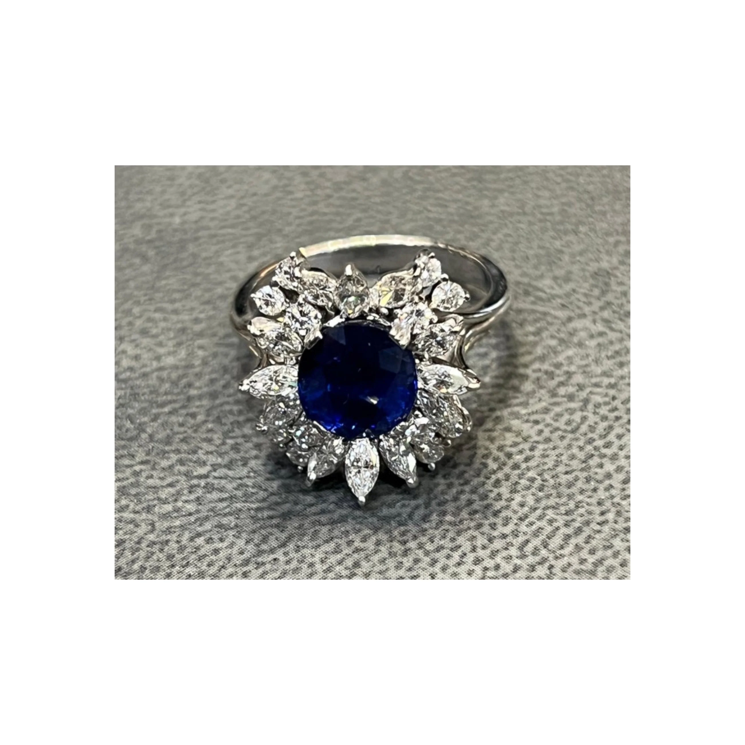 Oval Cut Sapphire & Diamond Cocktail Ring - Image 4