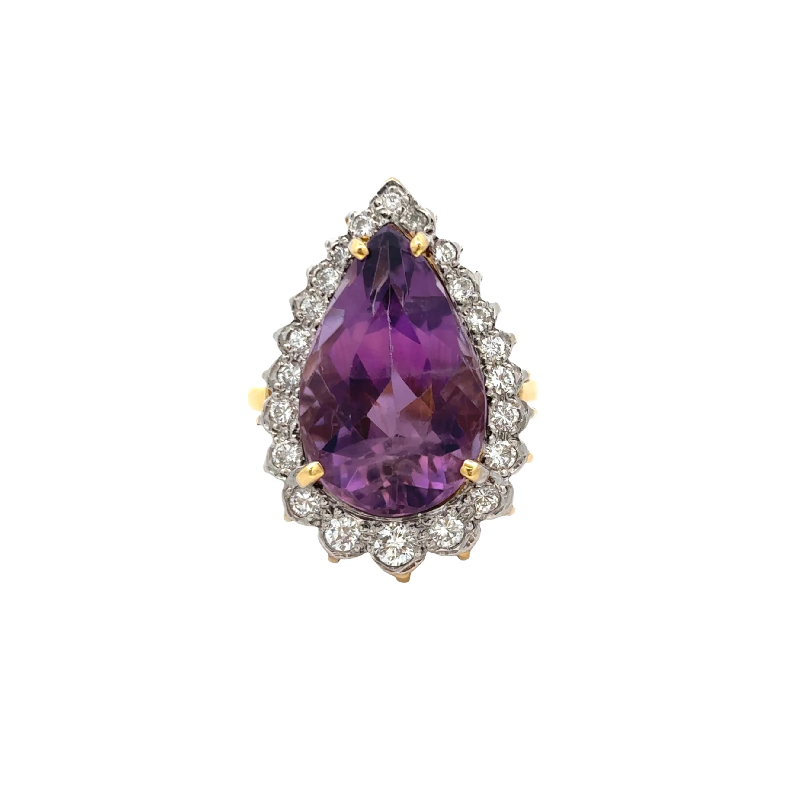 Pear Shape Amethyst and Diamond Ring - Image 5