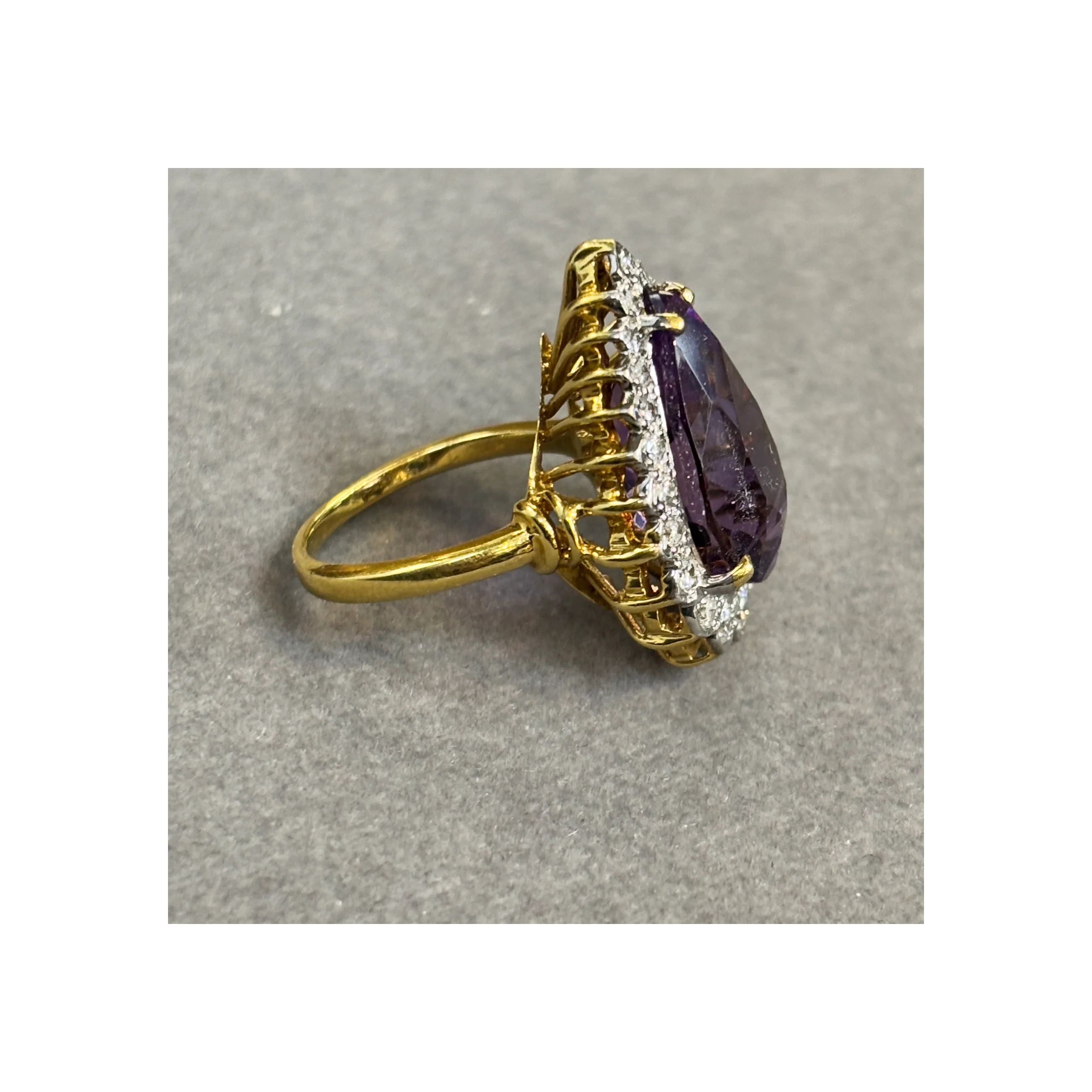 Pear Shape Amethyst and Diamond Ring - Image 7