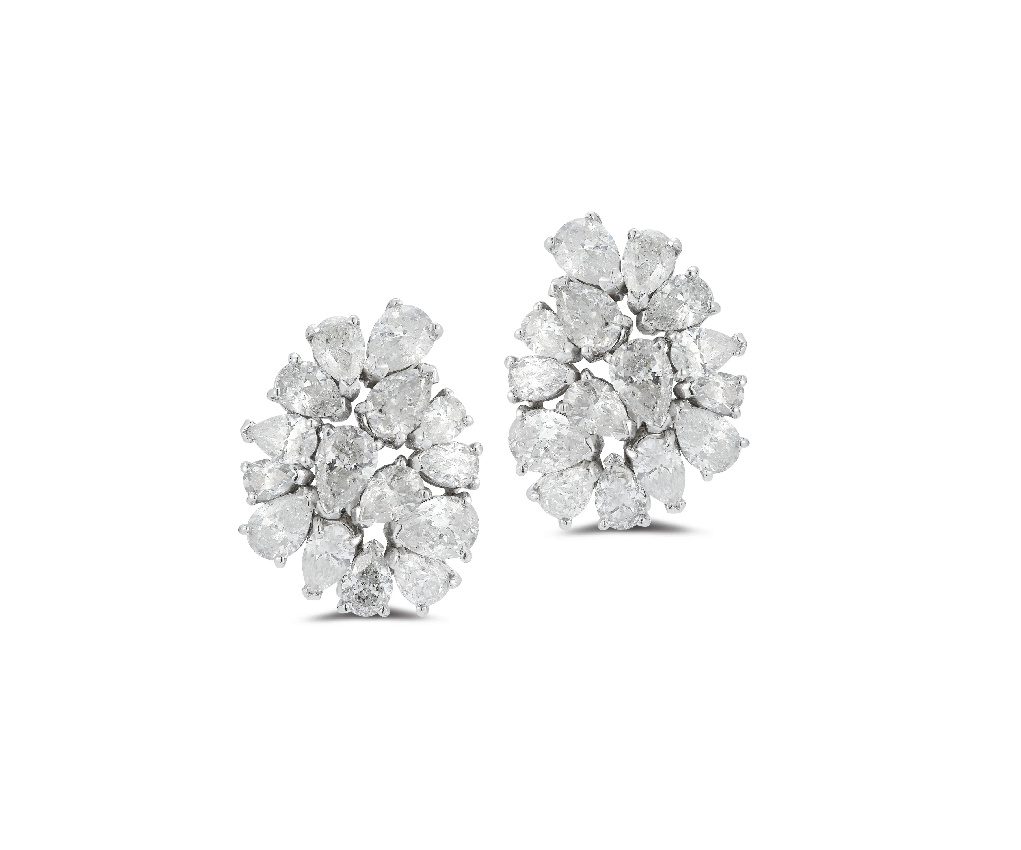 Pear Shape Diamond Cluster Earrings