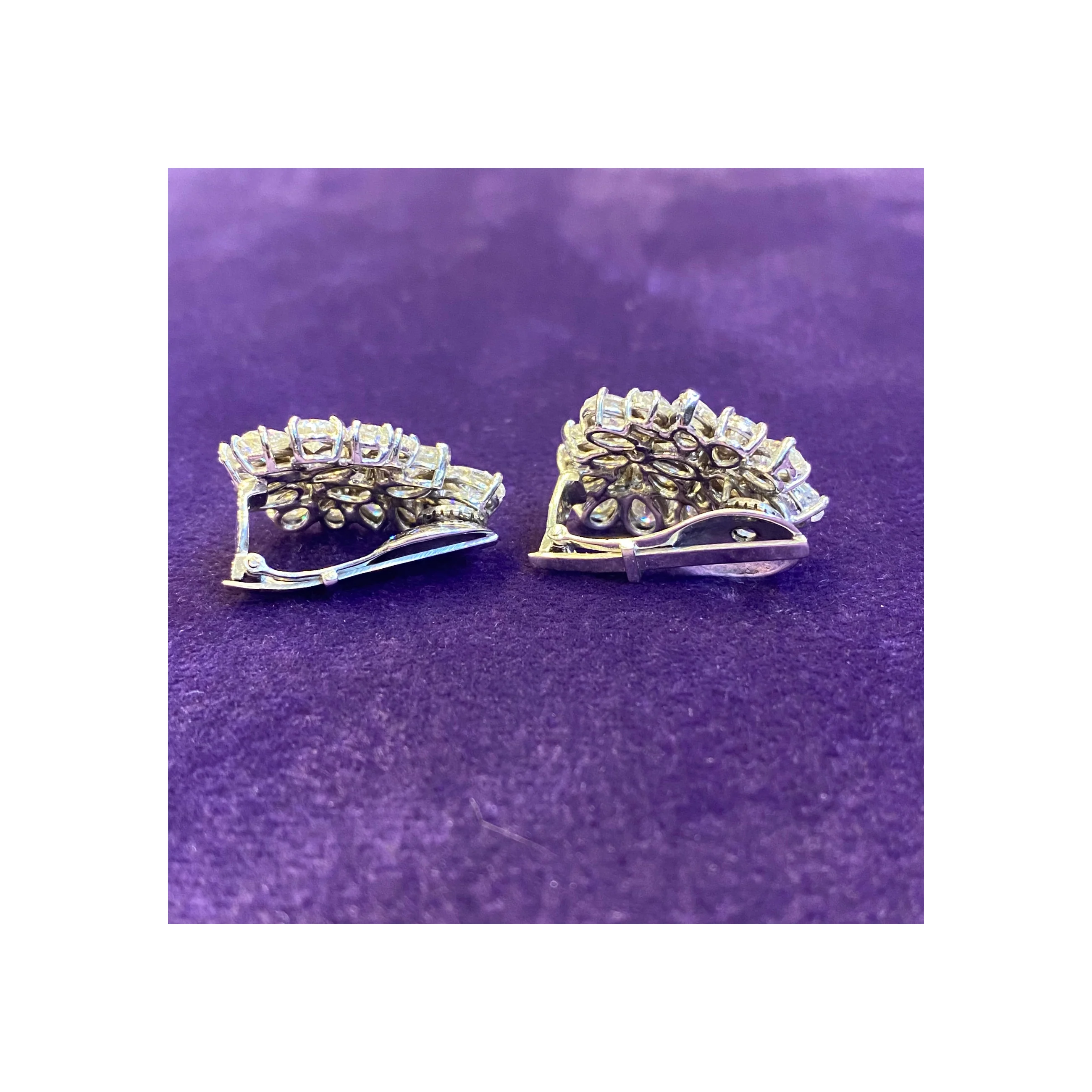 Pear Shape Diamond Cluster Earrings - Image 6