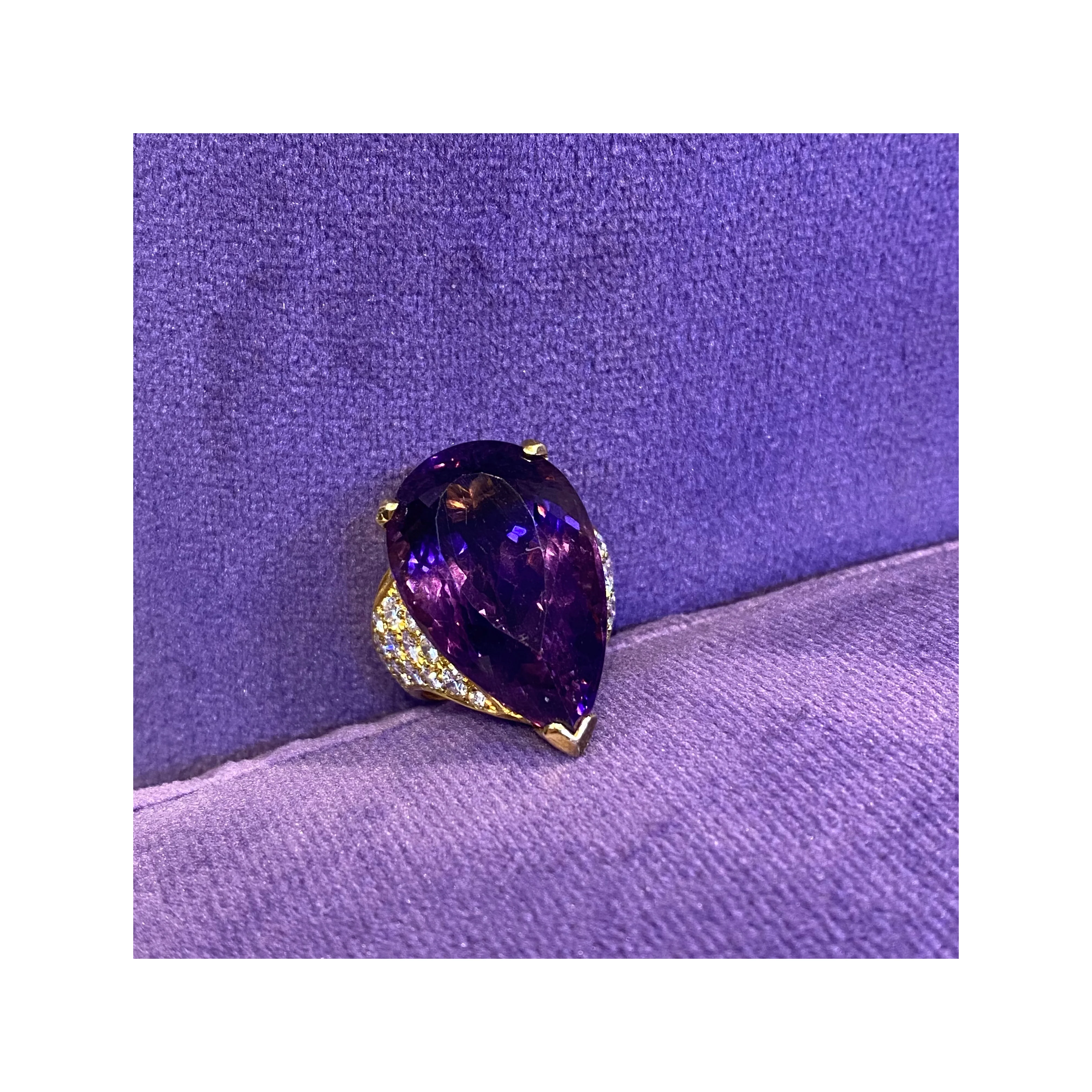 Pear Shape Amethyst and Diamond Cocktail Ring - Image 3