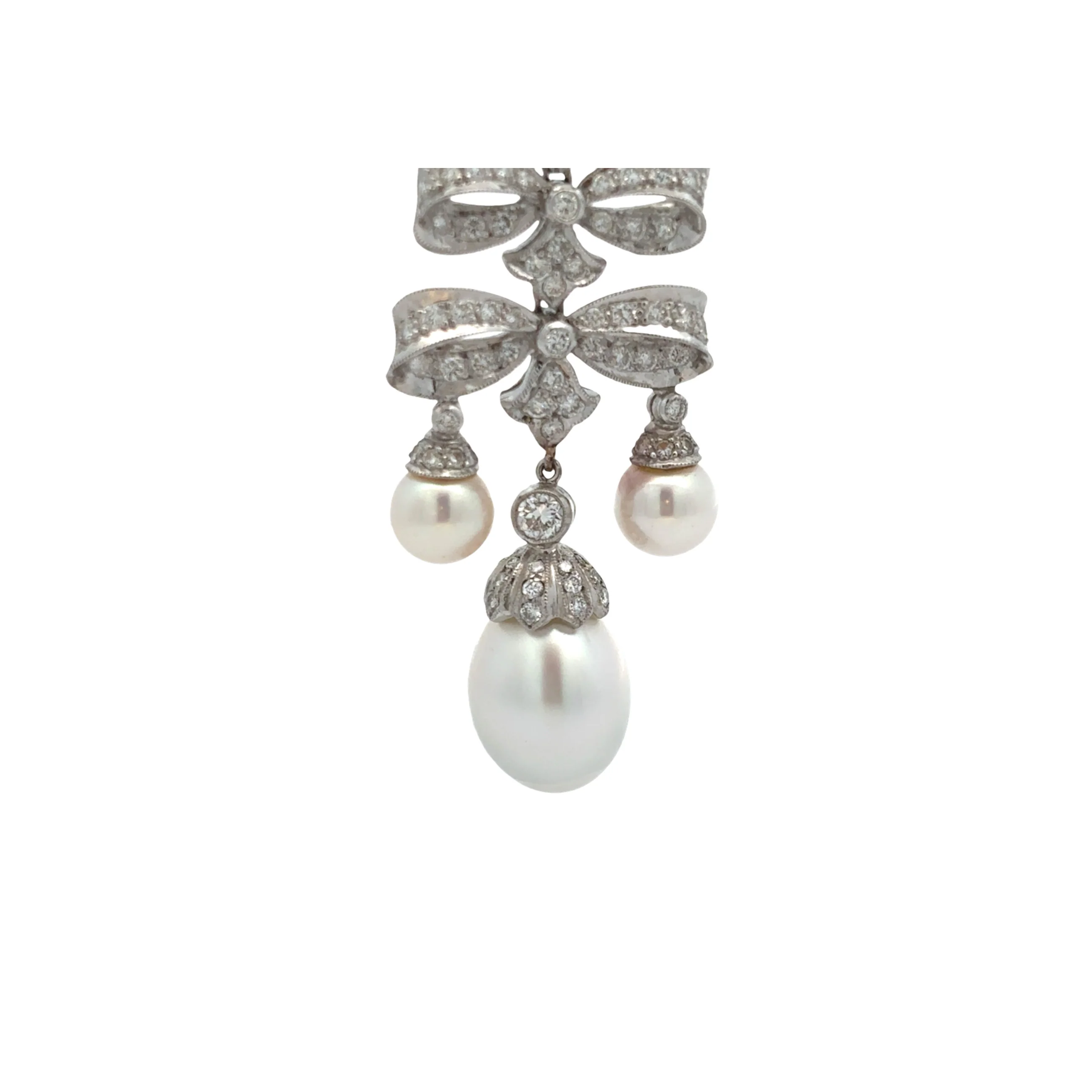 Pearl and Diamond Bow Earrings - Image 9