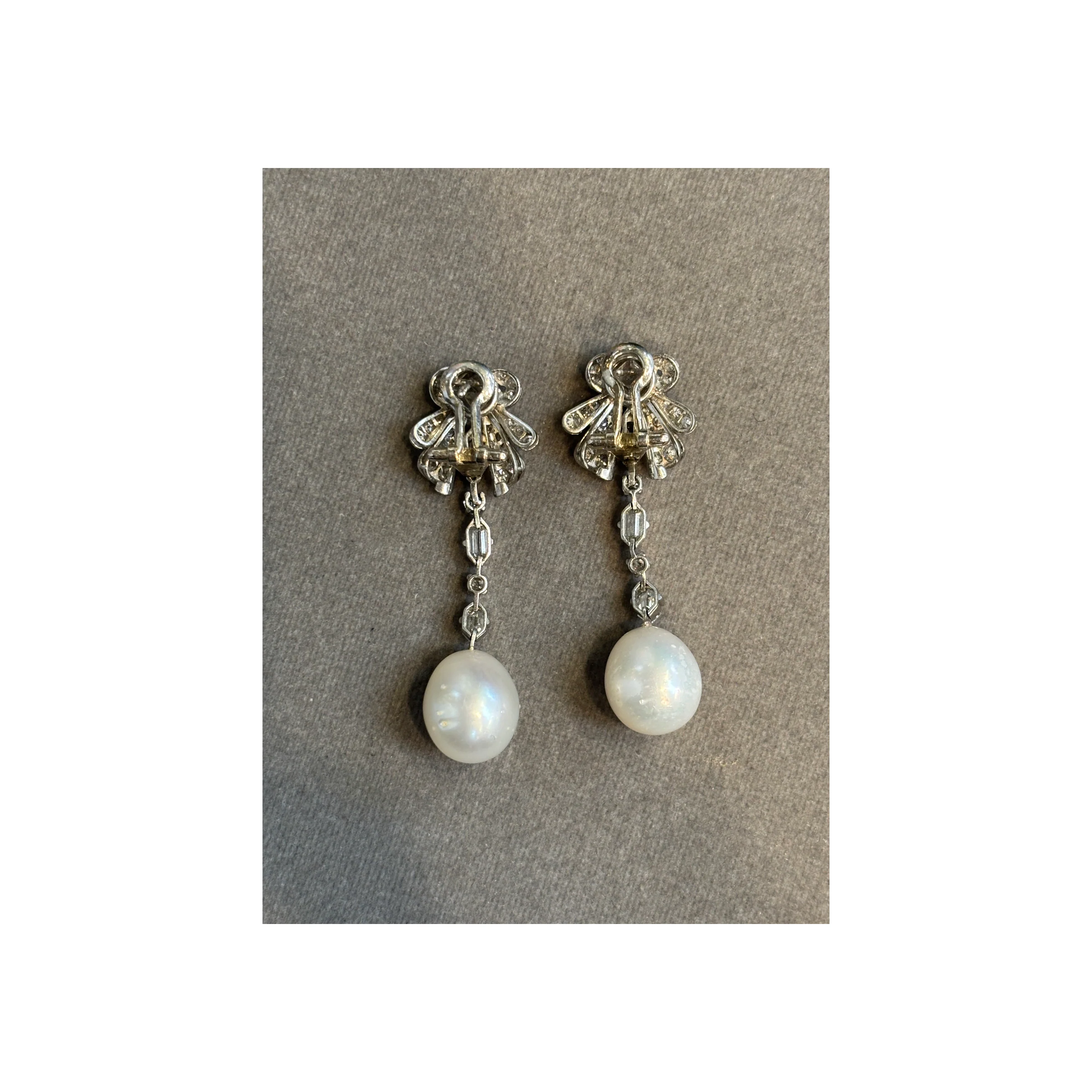 Pearl and Diamond Dangle Earrings - Image 6