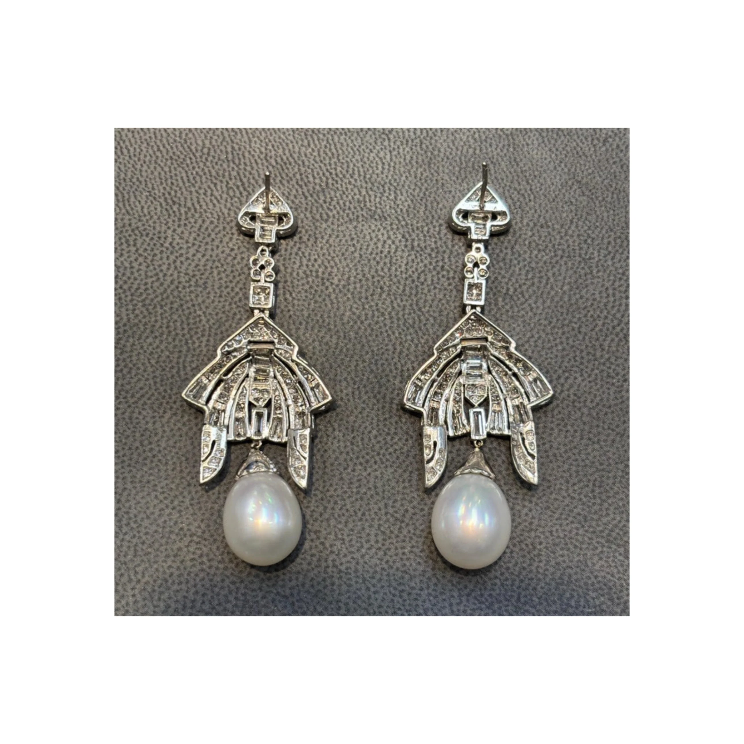 Pearl And Diamond Dangle Earrings - Image 6