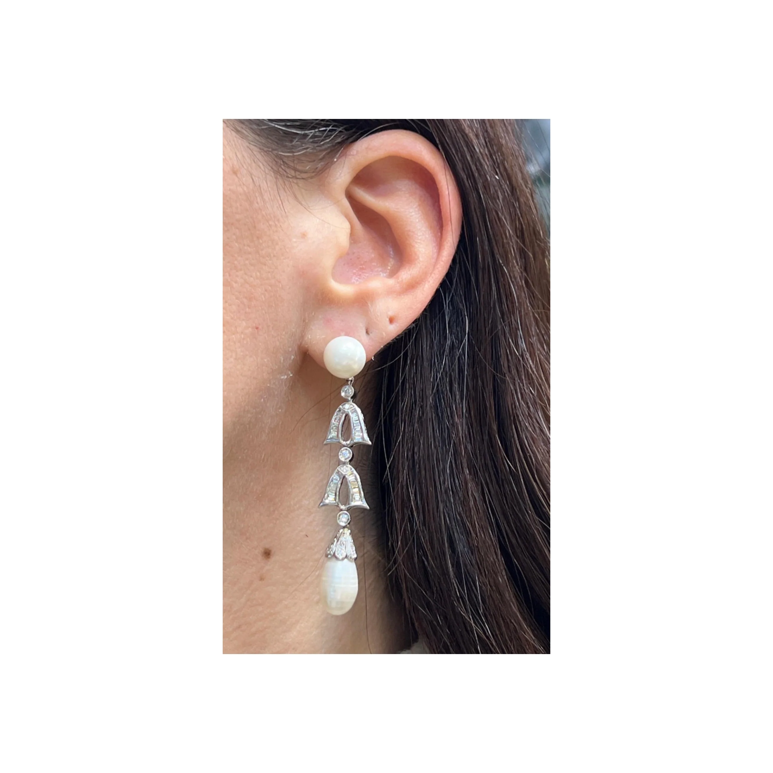Pearl and Diamond Earrings - Image 2