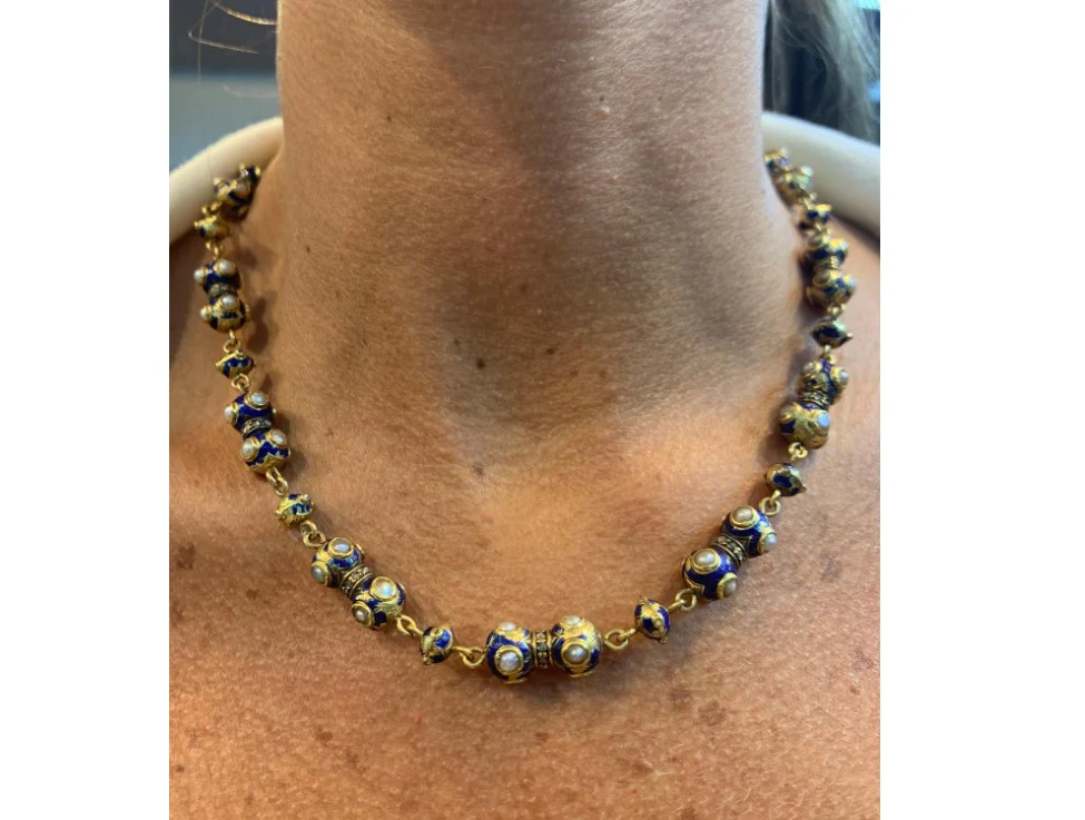 Pearl and Diamond Gold Necklace - Image 2
