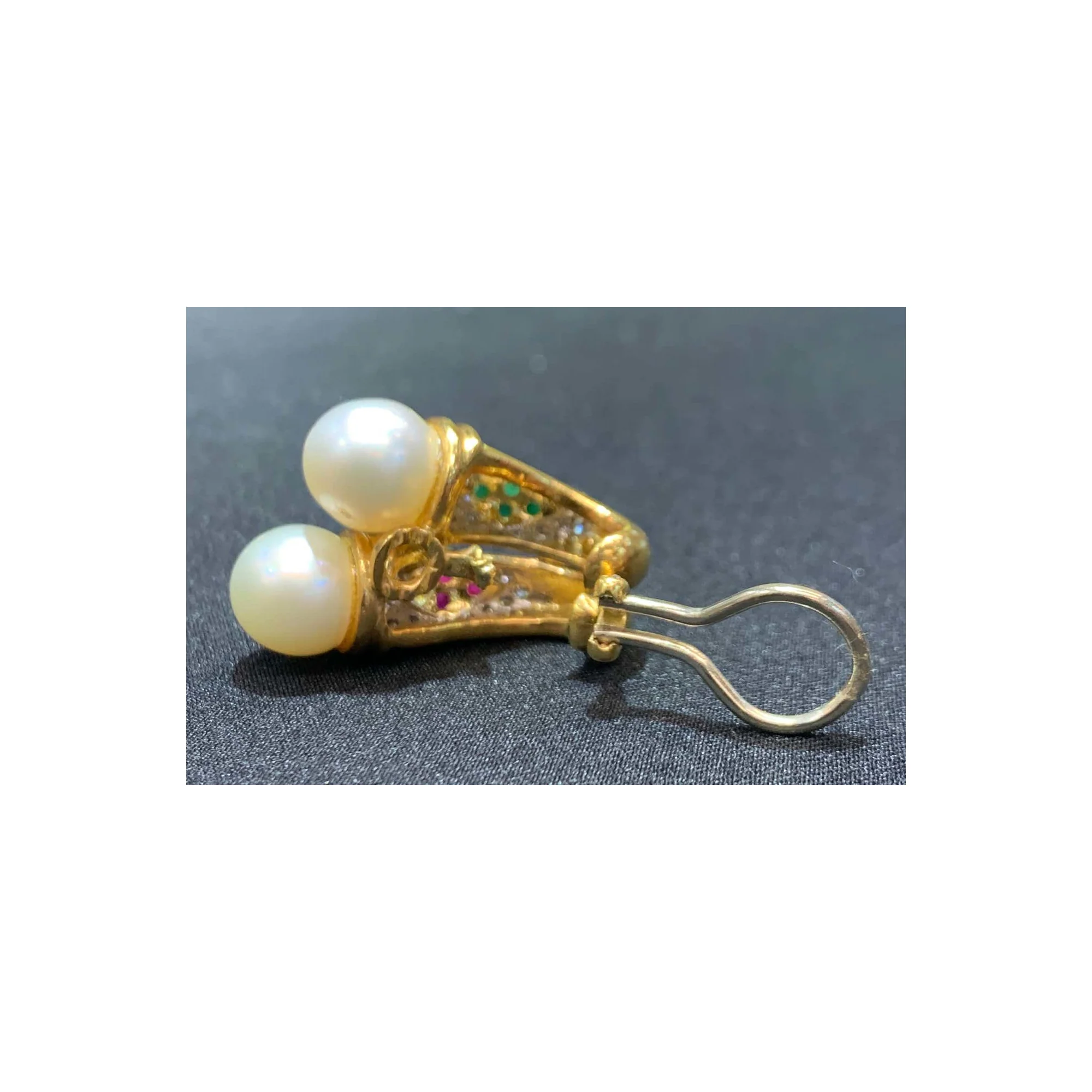 Pearl and Diamond Multi Gem Earrings - Image 4