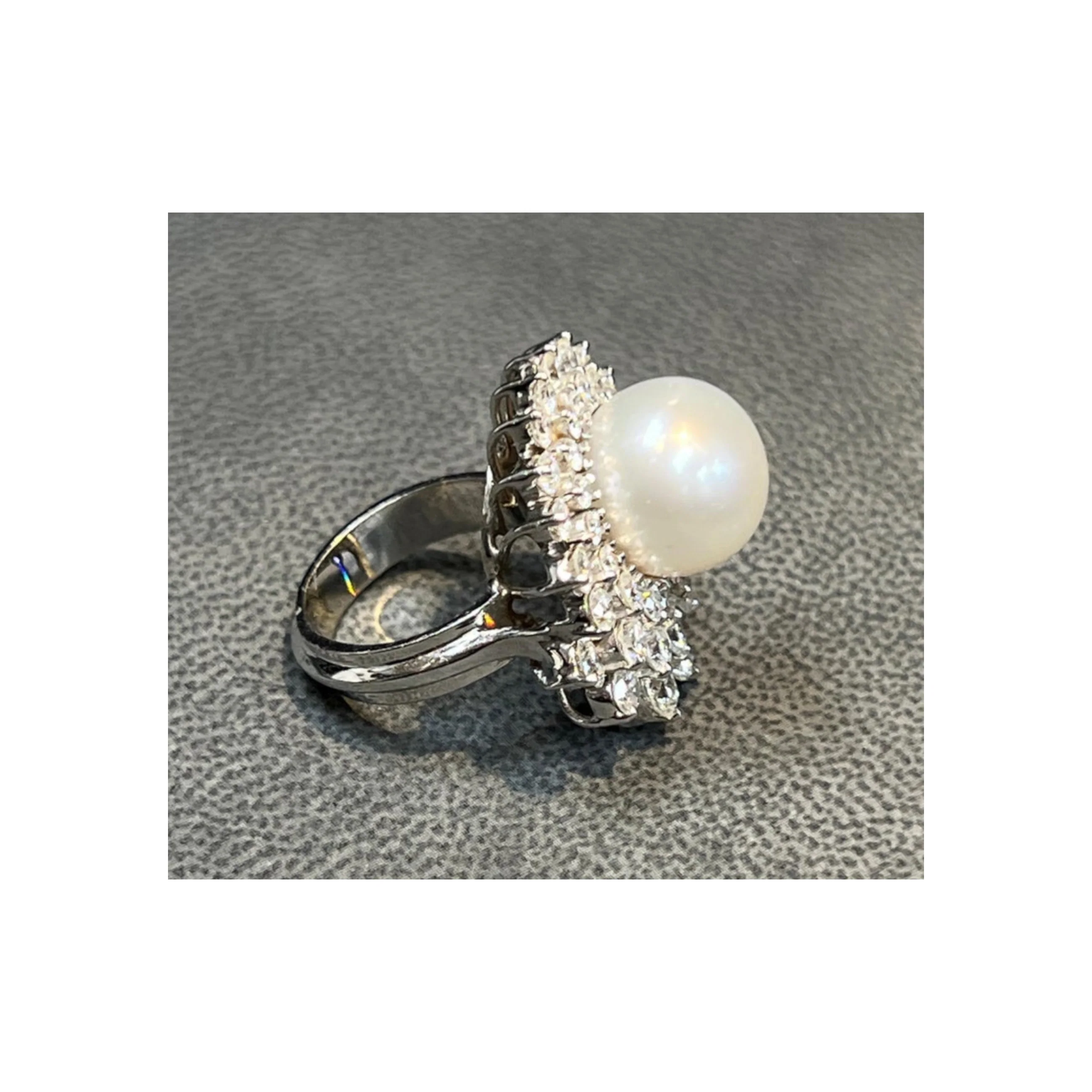 Pearl & Diamond Cocktail Ring - Image 6