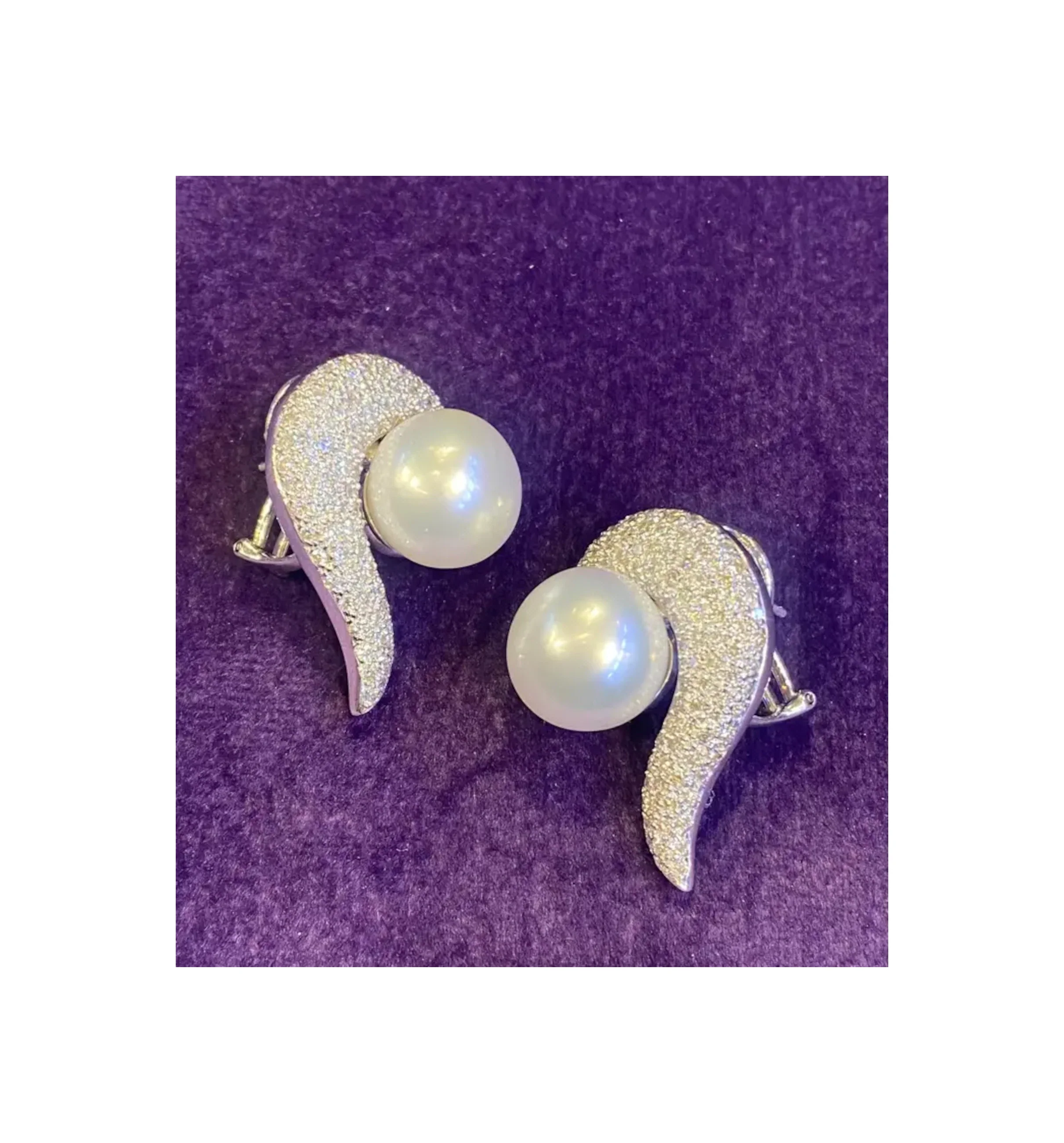 Pearl & Pave Diamond Earrings - Image 6