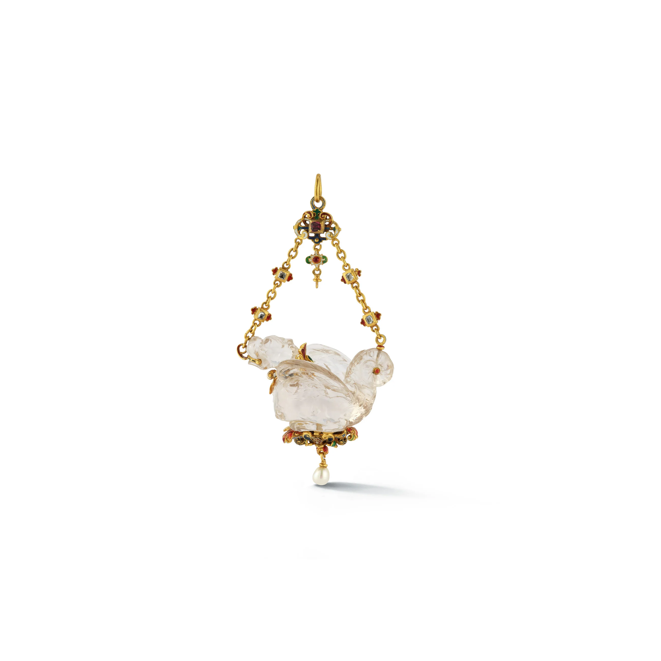 Renaissance Revival Rock Crystal Dragon Pendant