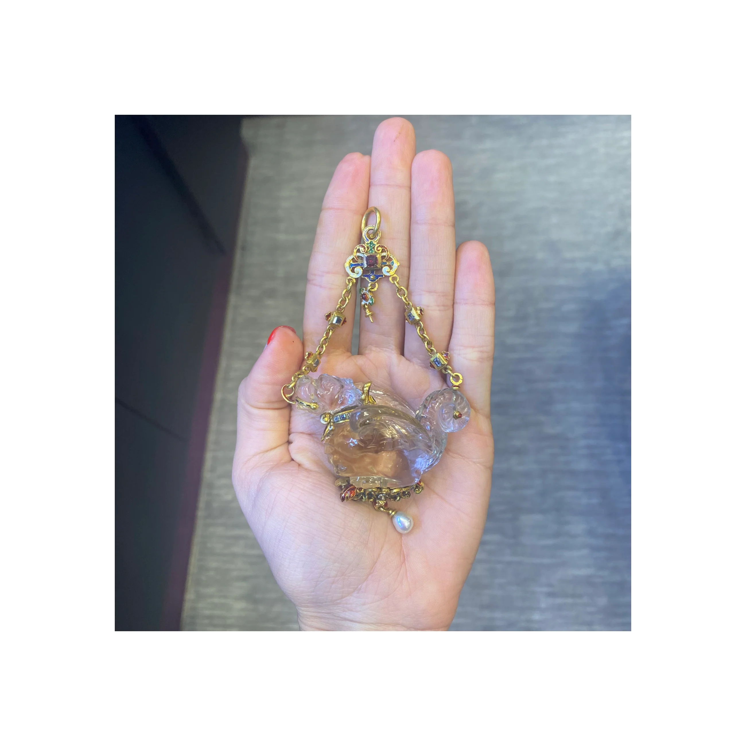 Renaissance Revival Rock Crystal Dragon Pendant - Image 2