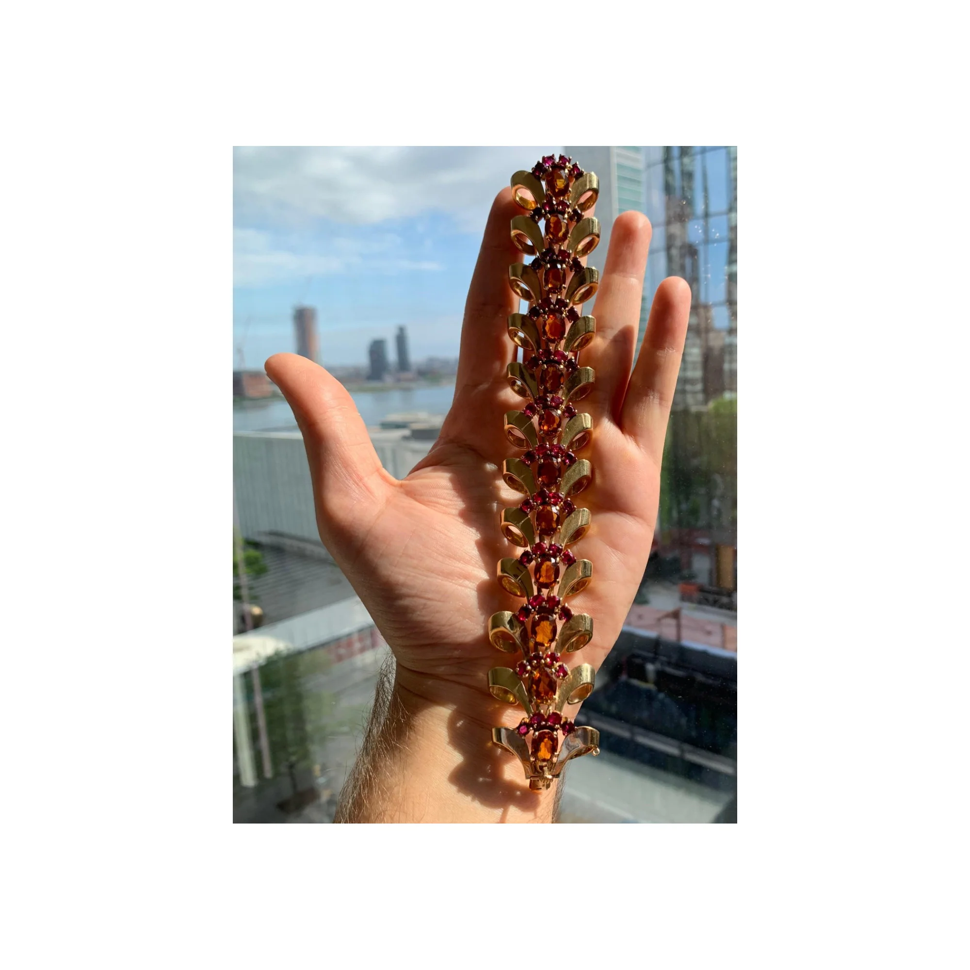 Retro Ruby and Citrine Gold Bracelet - Image 3