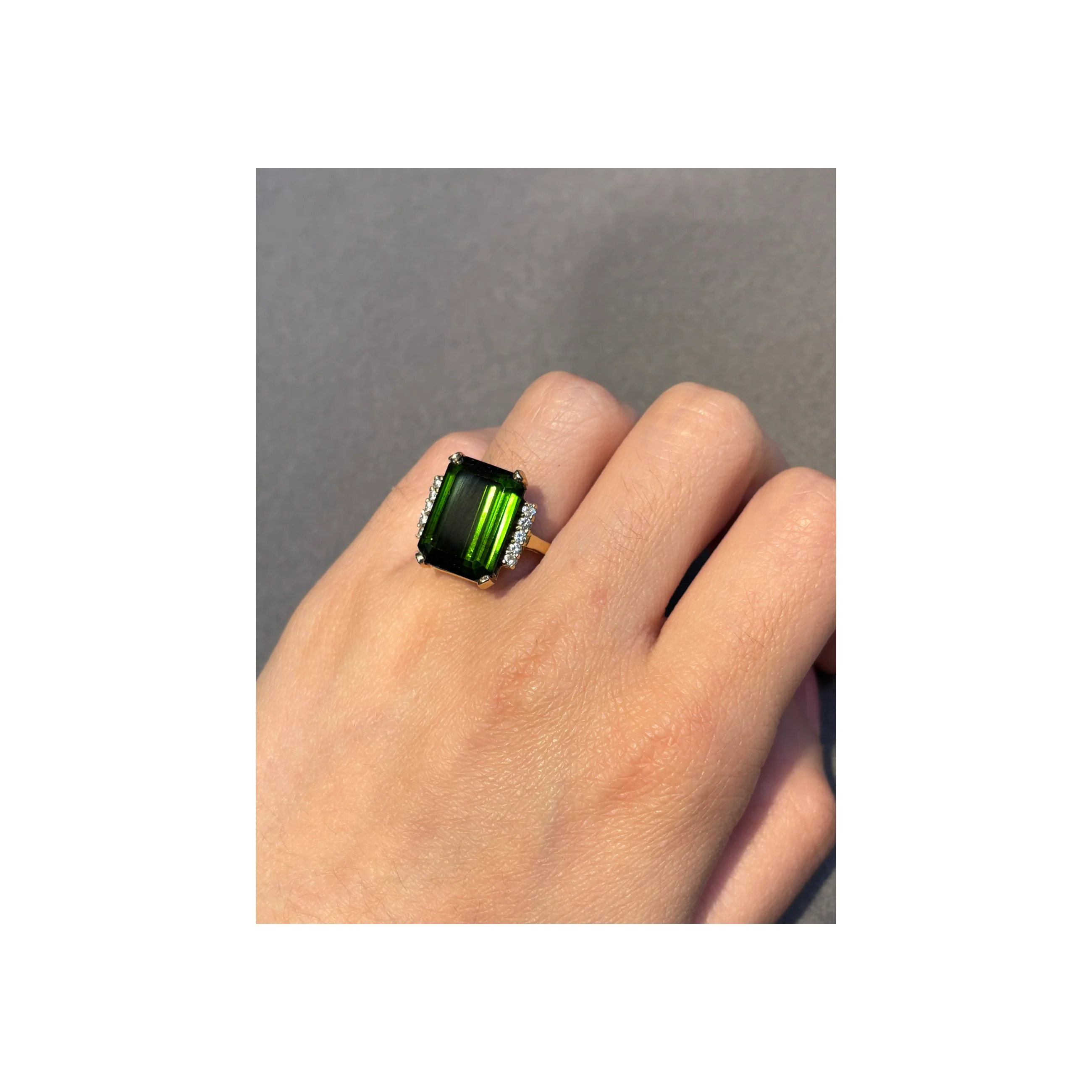 Retro Tourmaline and Diamond Ring - Image 2