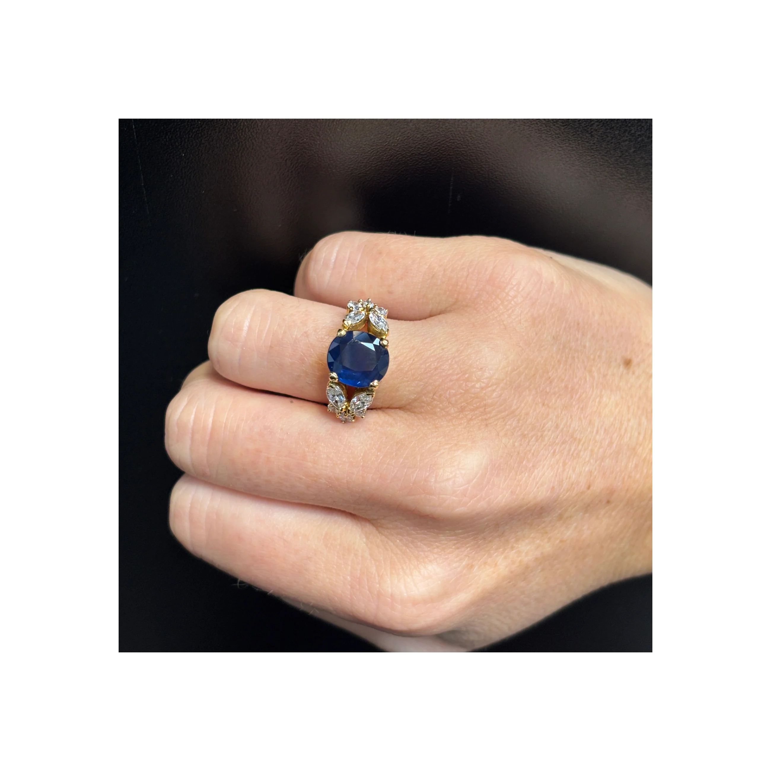Round Cut Sapphire and Diamond Ring - Image 2