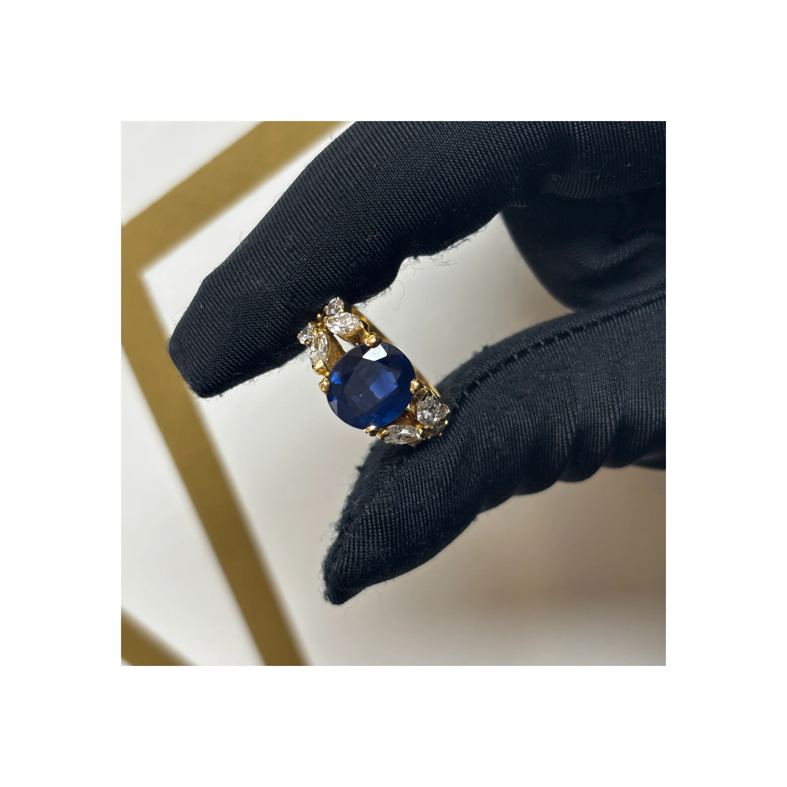 Round Cut Sapphire and Diamond Ring - Image 4