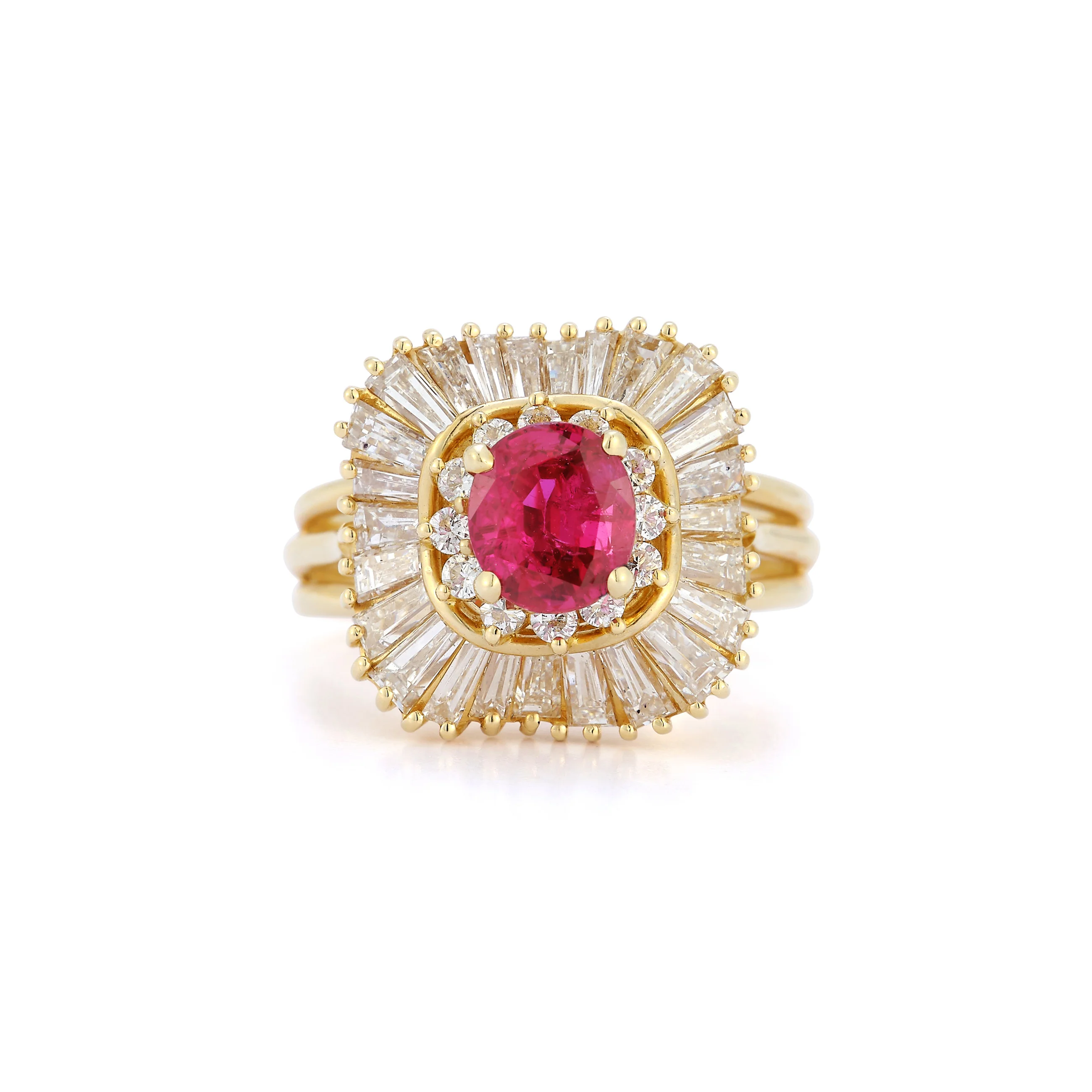 Round Ruby & Diamond Ballerina Ring - Image 3