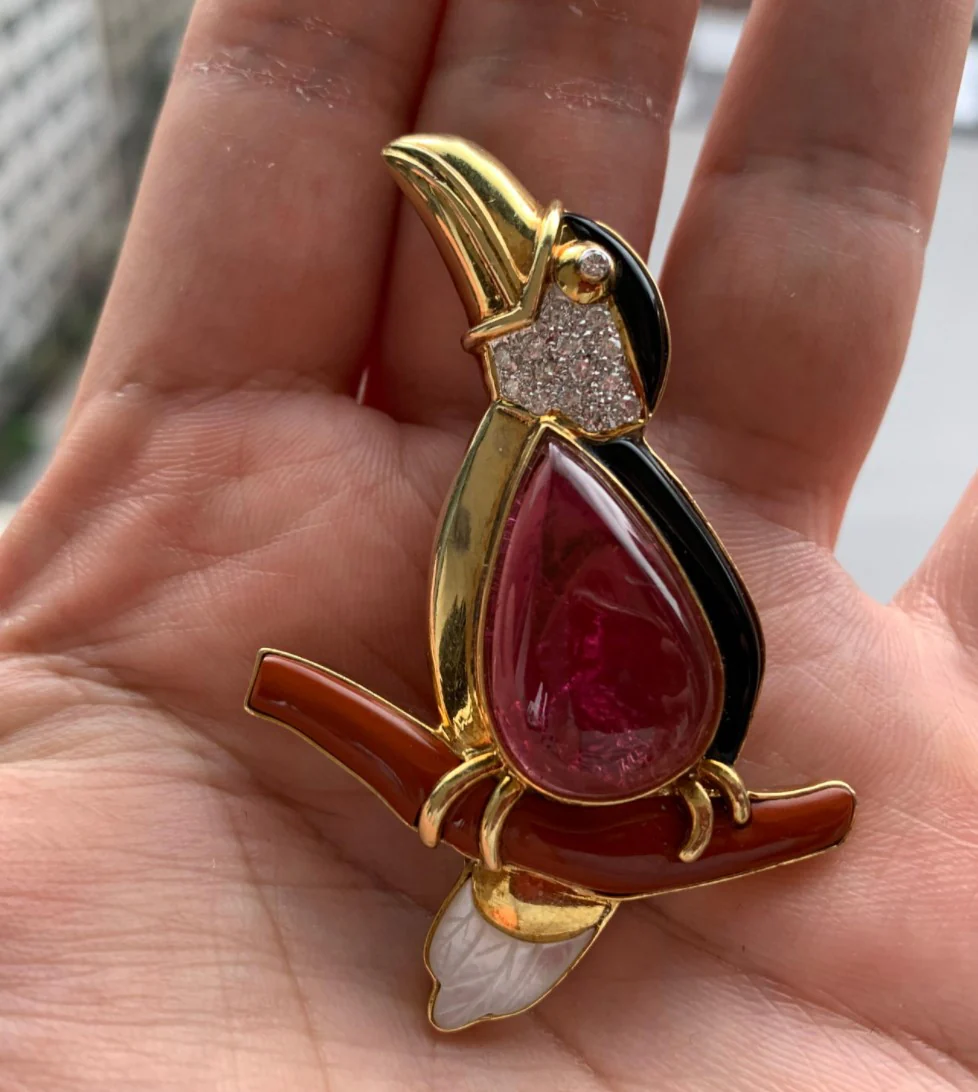 Rubellite Penguin Brooch - Image 2