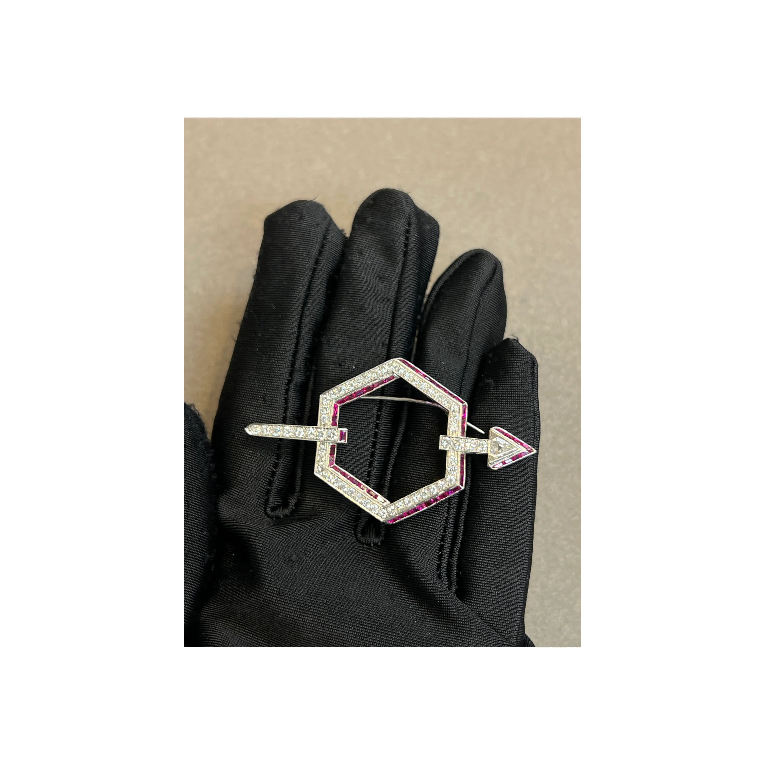 Ruby and Diamond Arrow Brooch - Image 2