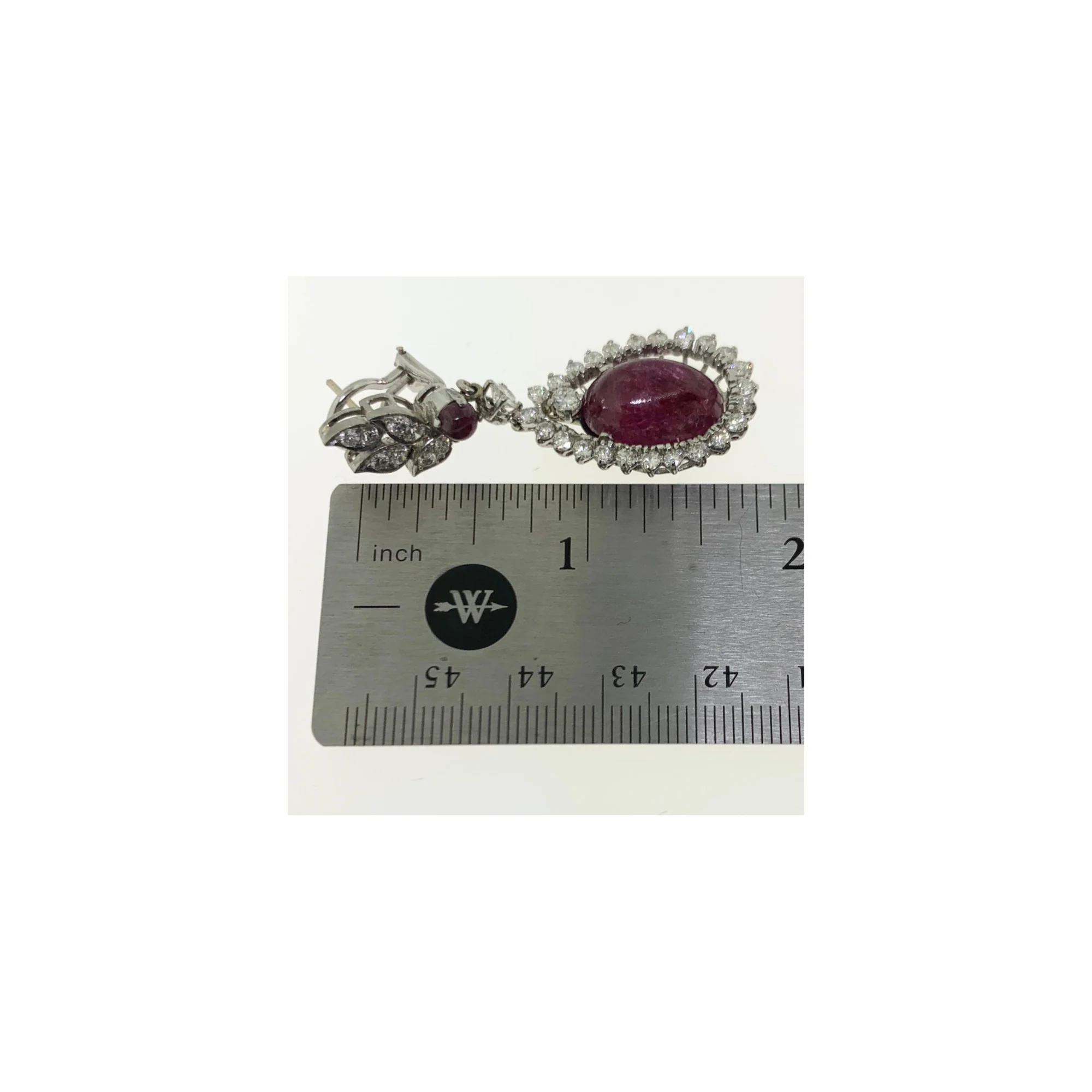 Ruby and Diamond Dangle Drop Earrings - Image 4
