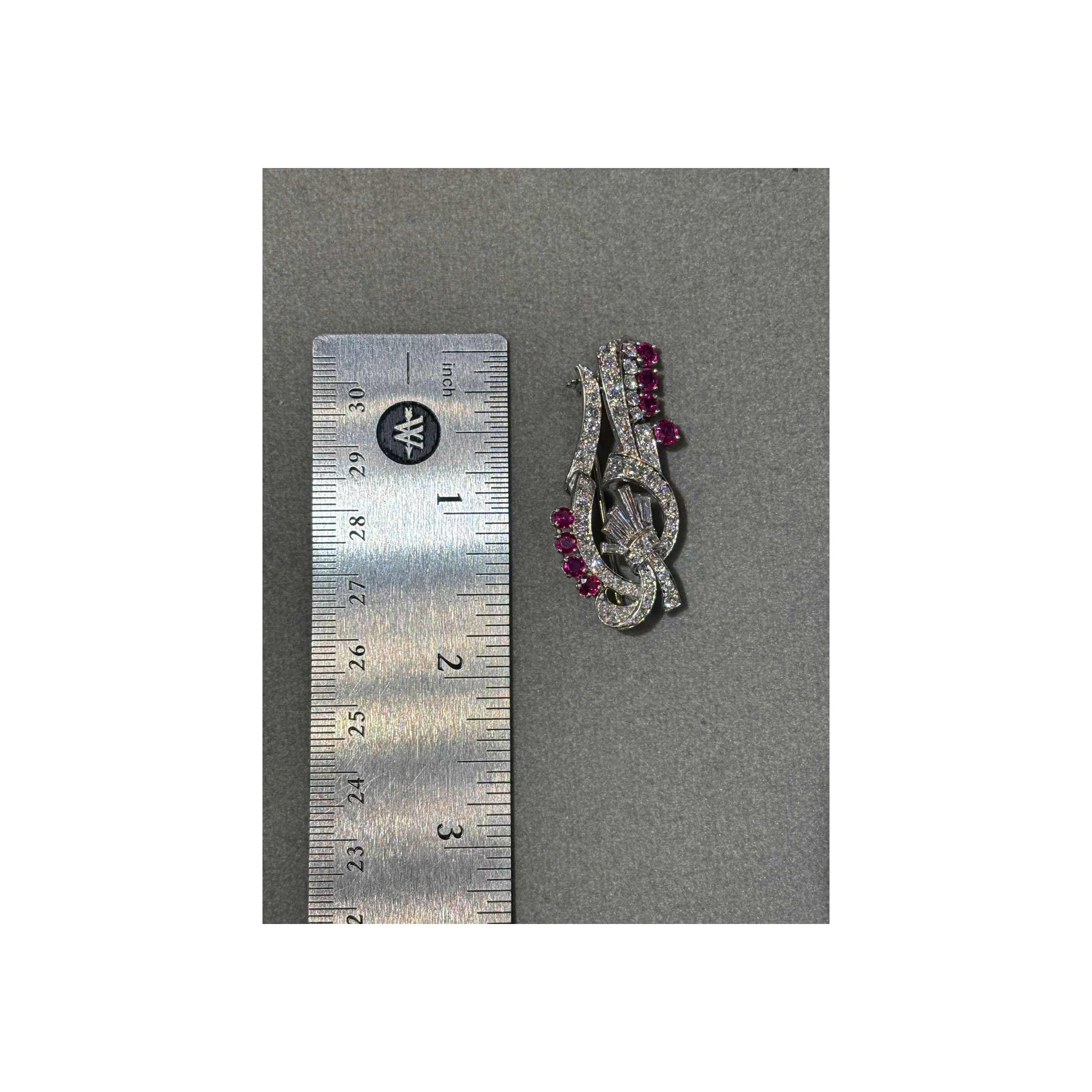 Ruby and Diamond Double Clip Brooch - Image 5