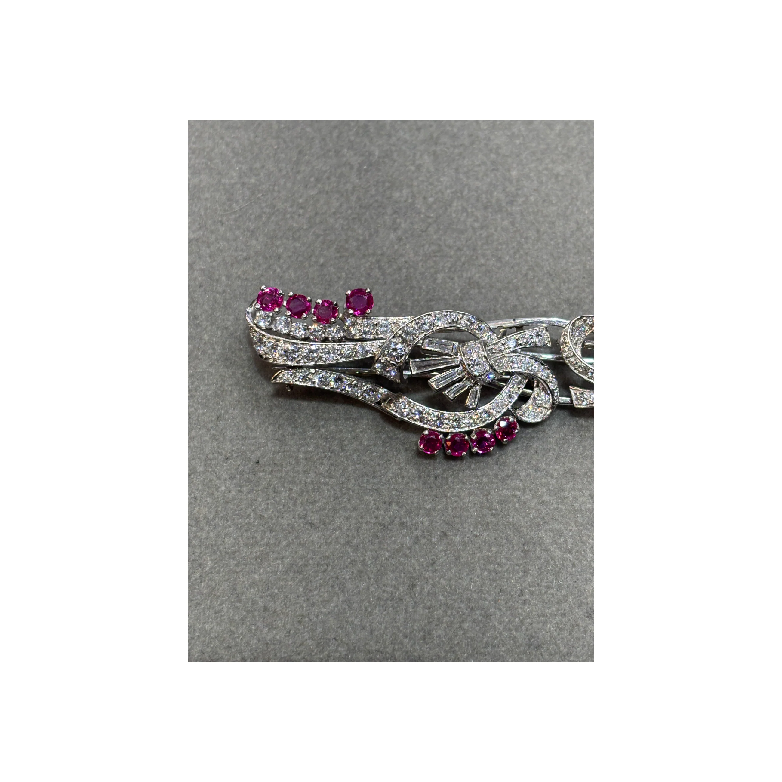 Ruby and Diamond Double Clip Brooch - Image 9