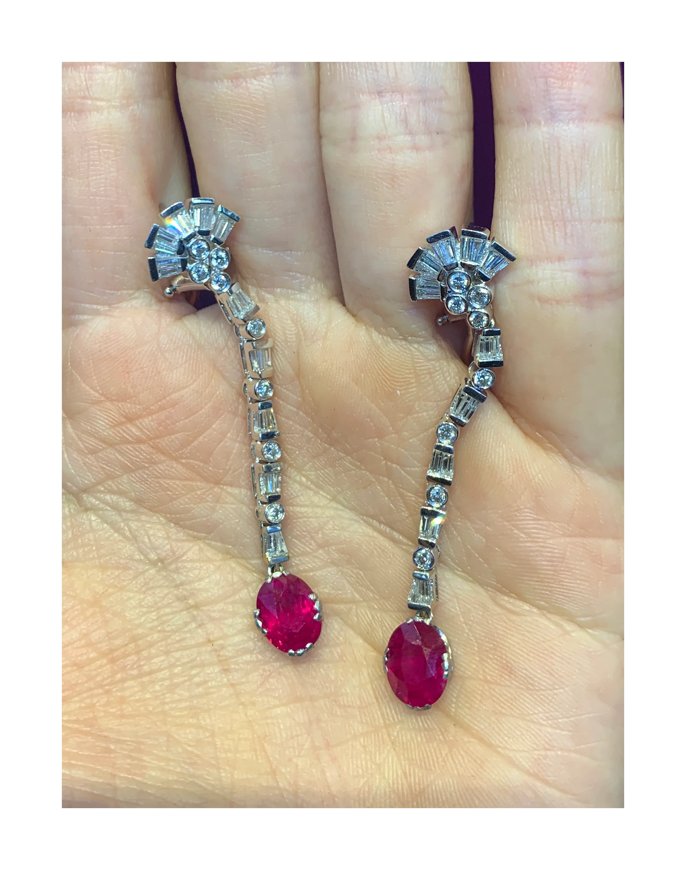 Certified Burmese Ruby & Diamond Dangle Earrings - Image 3