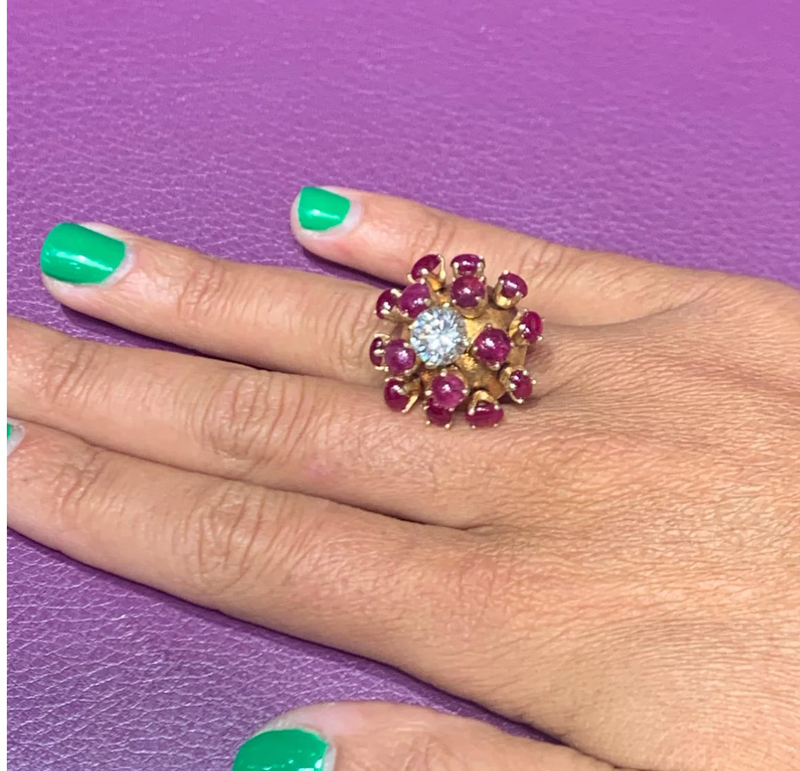 Ruby and Diamond En Tremblant Cocktail Ring - Image 3