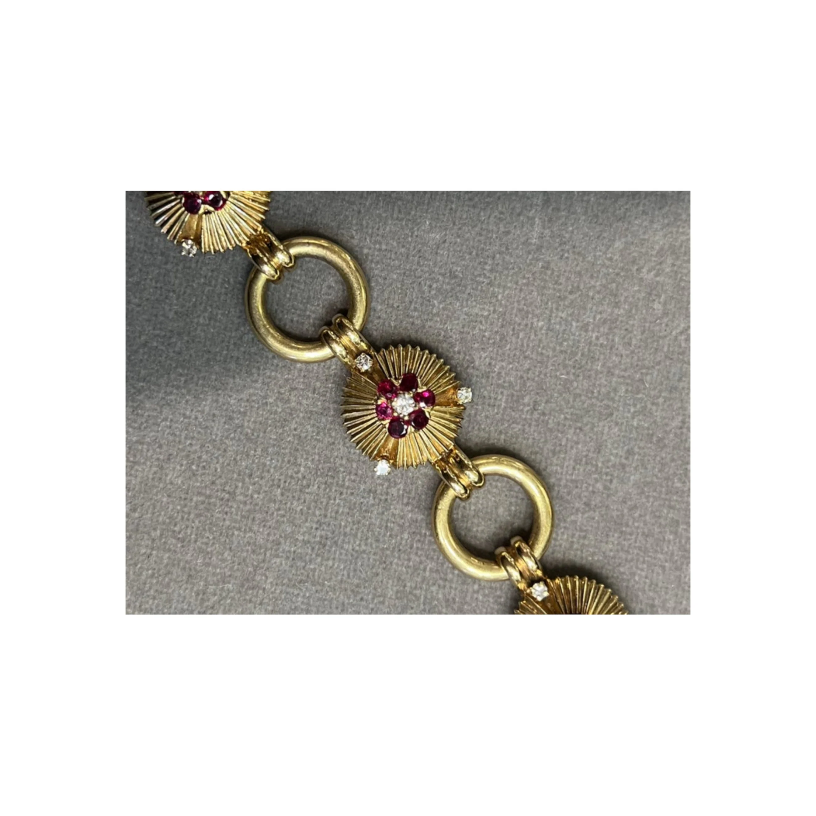 Ruby and Diamond Floral Motif Bracelet - Image 5
