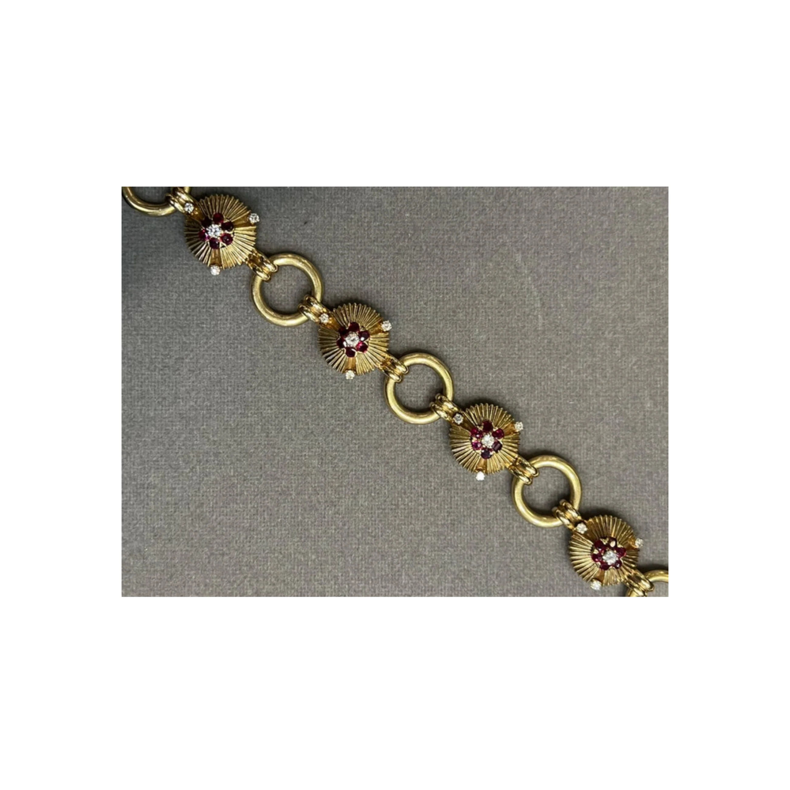 Ruby and Diamond Floral Motif Bracelet - Image 7