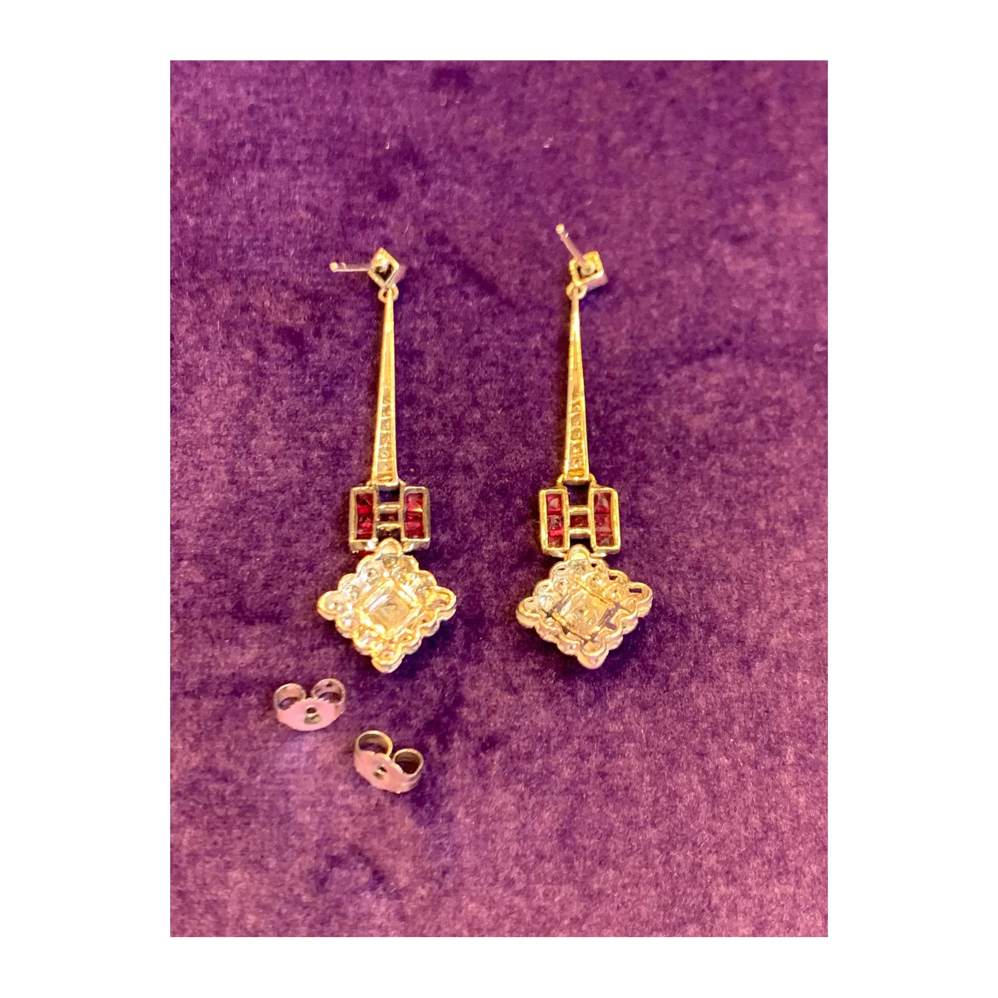 Ruby and Diamond "H" Earrings - Image 3