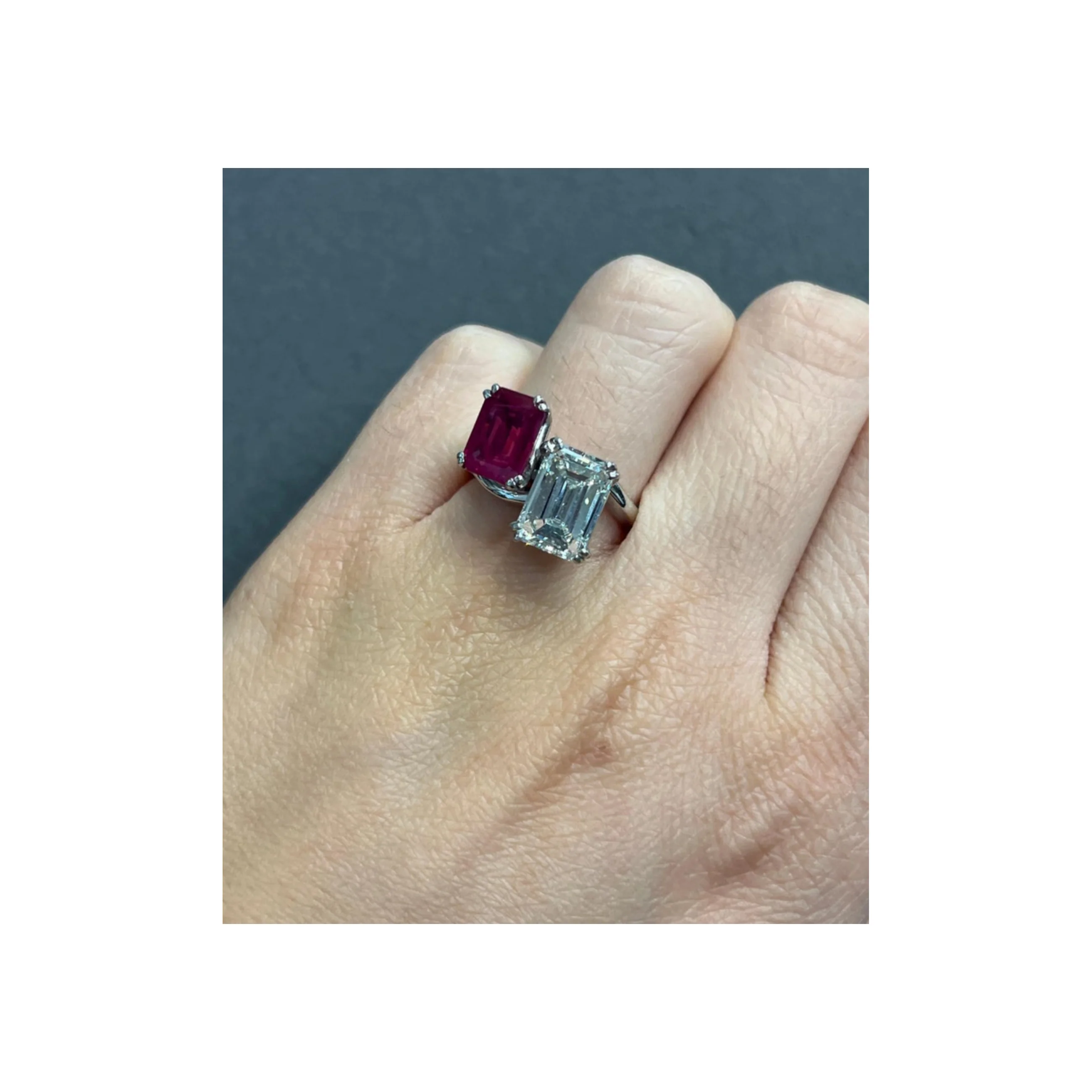 Ruby and Diamond You & Me Ring - Image 4