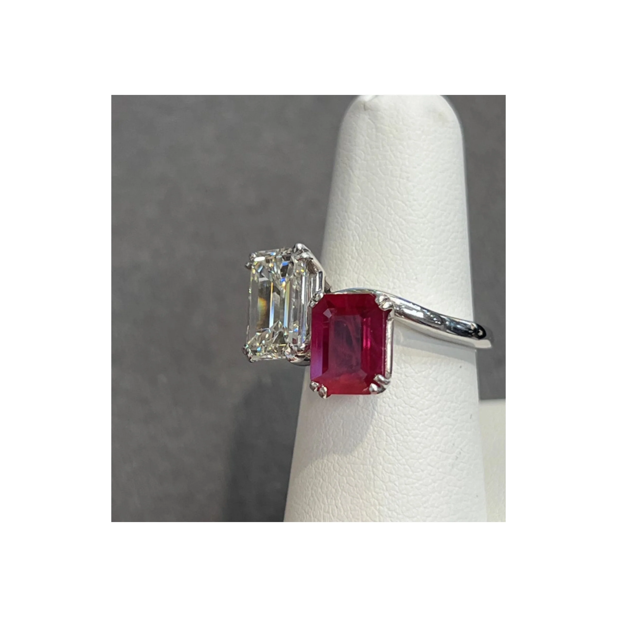 Ruby and Diamond You & Me Ring - Image 7