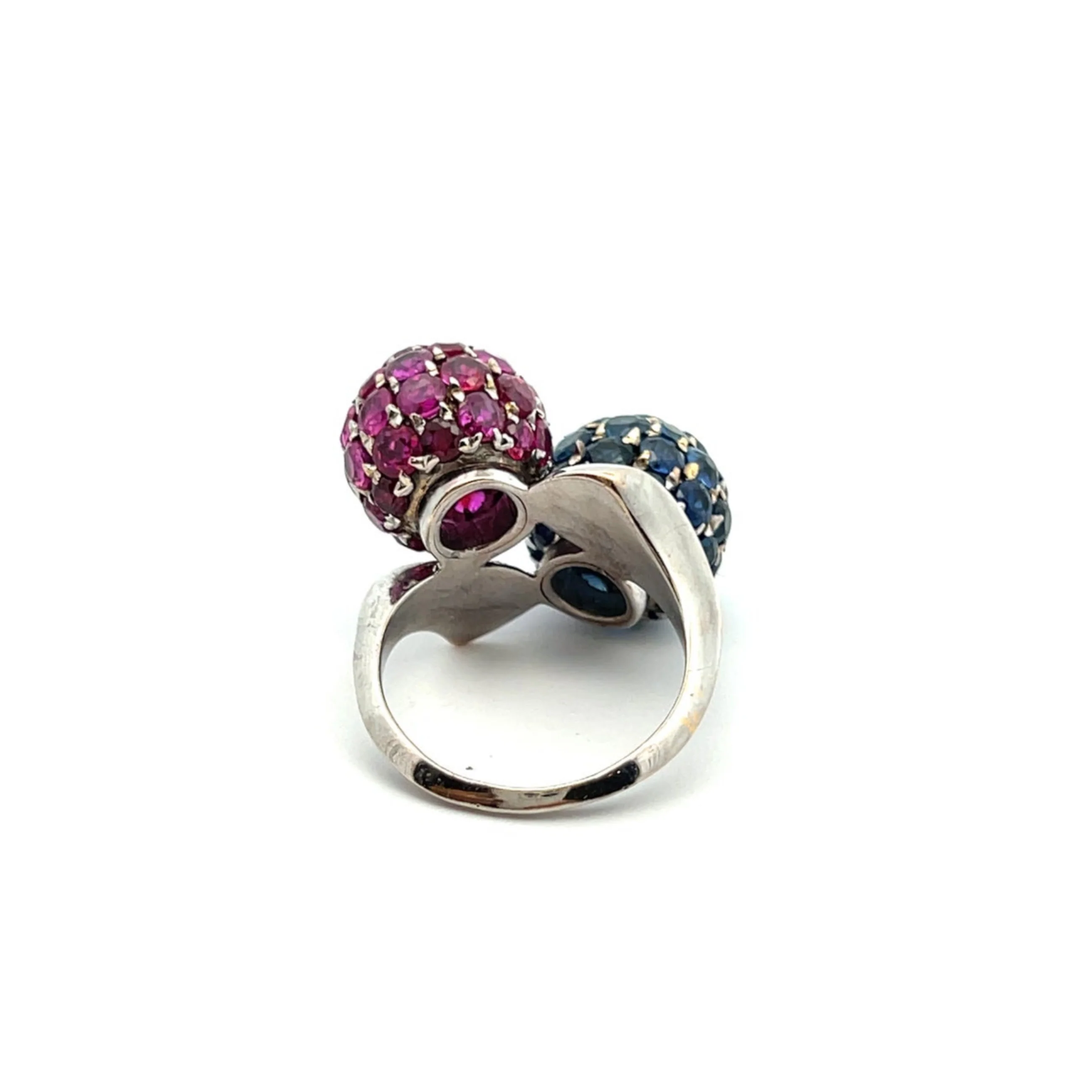Ruby and Sapphire Pave Ball Ring - Image 7