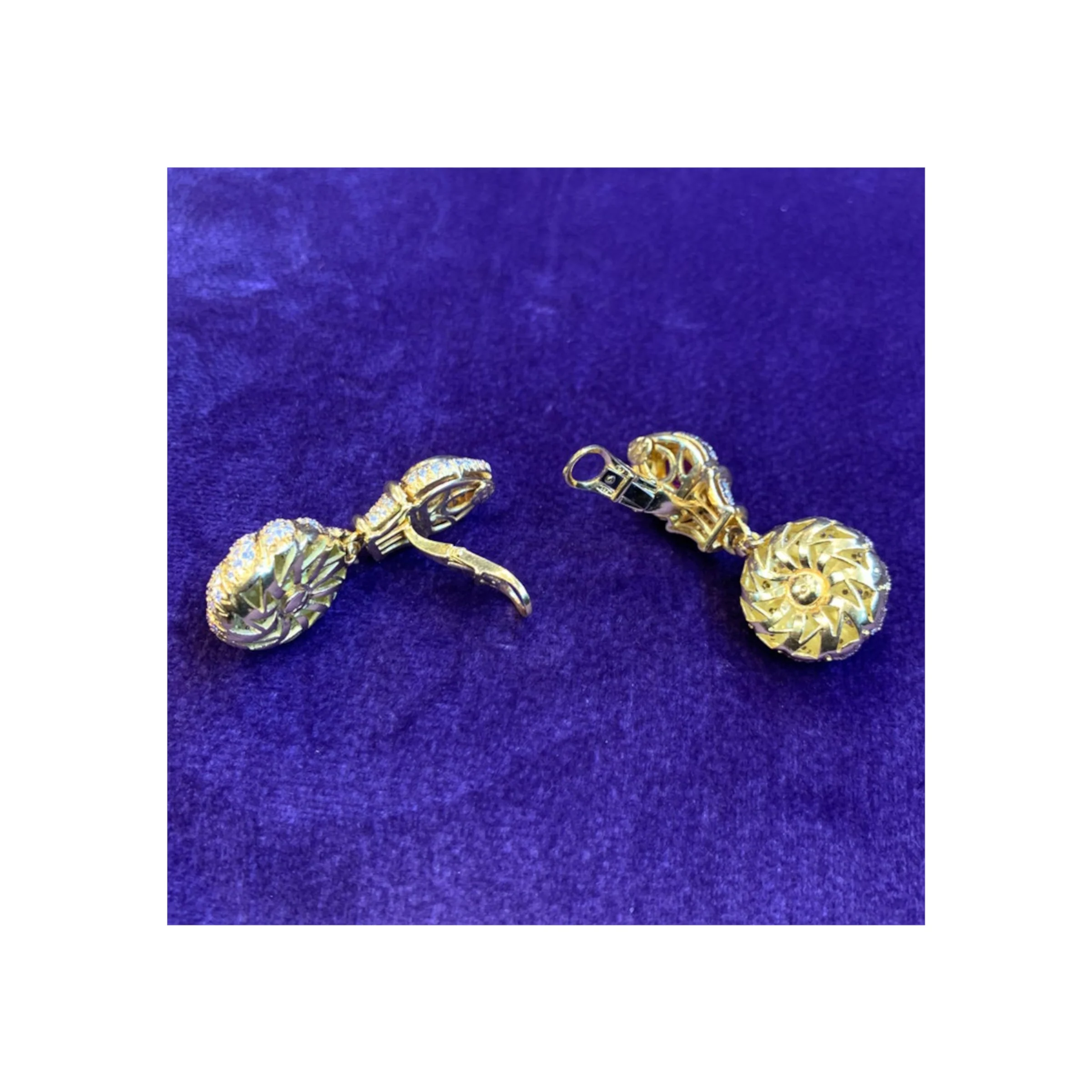 Ruby & Diamond Gold Dangle Earrings - Image 3