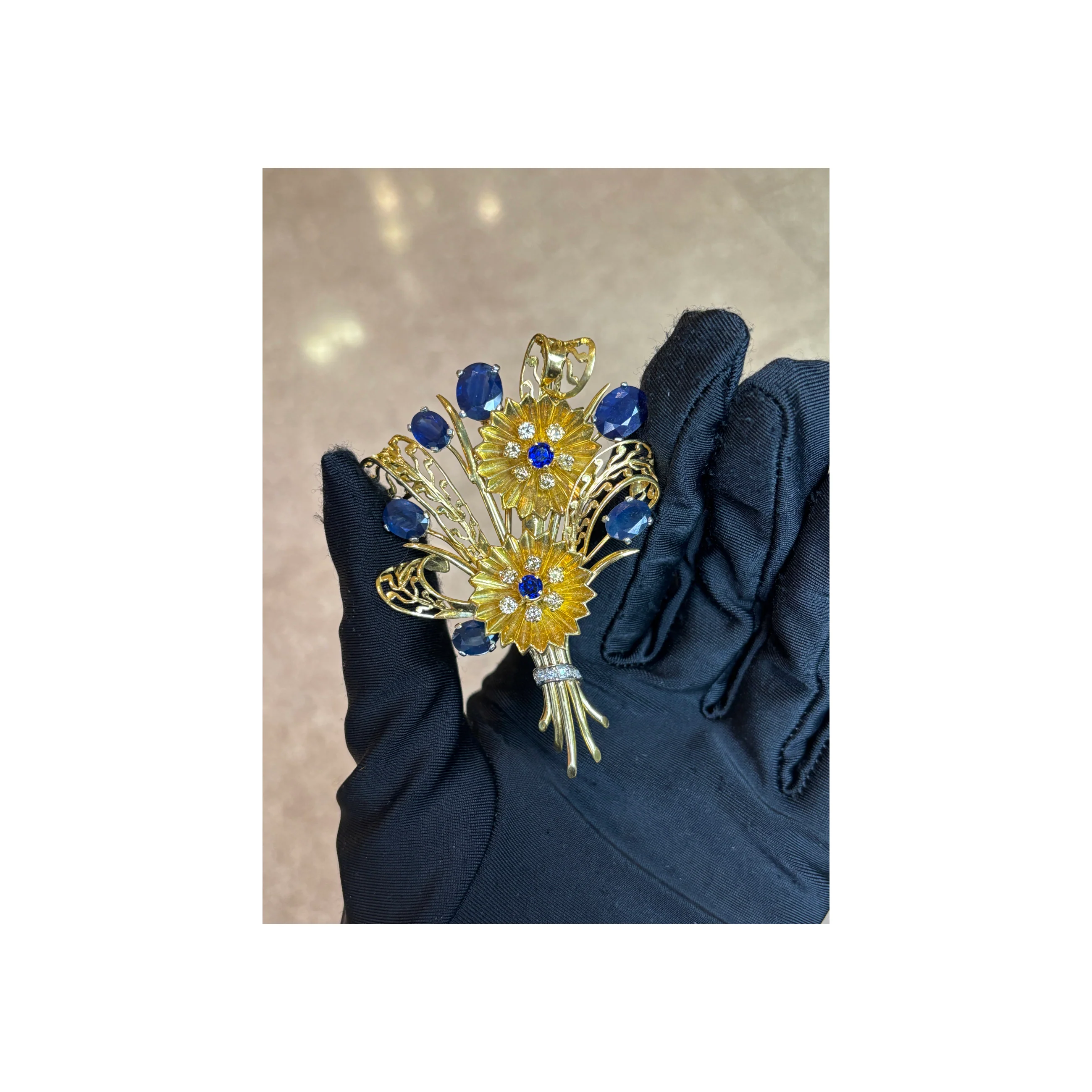 Sapphire and Diamond Bouquet Brooch - Image 2