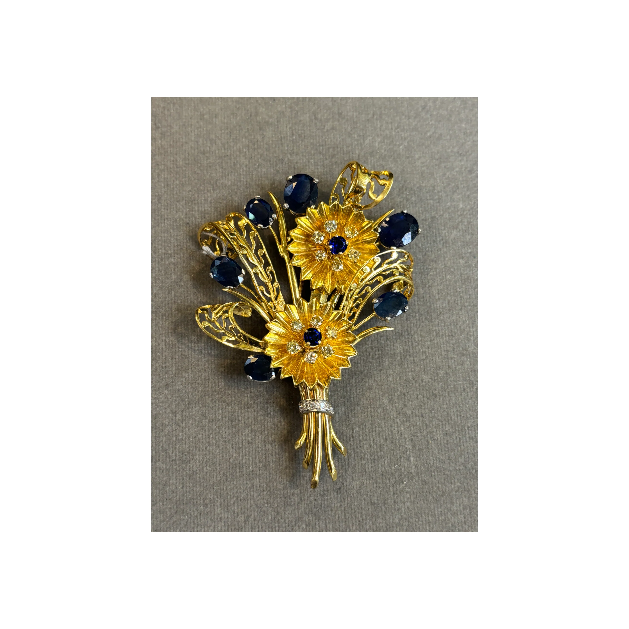 Sapphire and Diamond Bouquet Brooch - Image 4