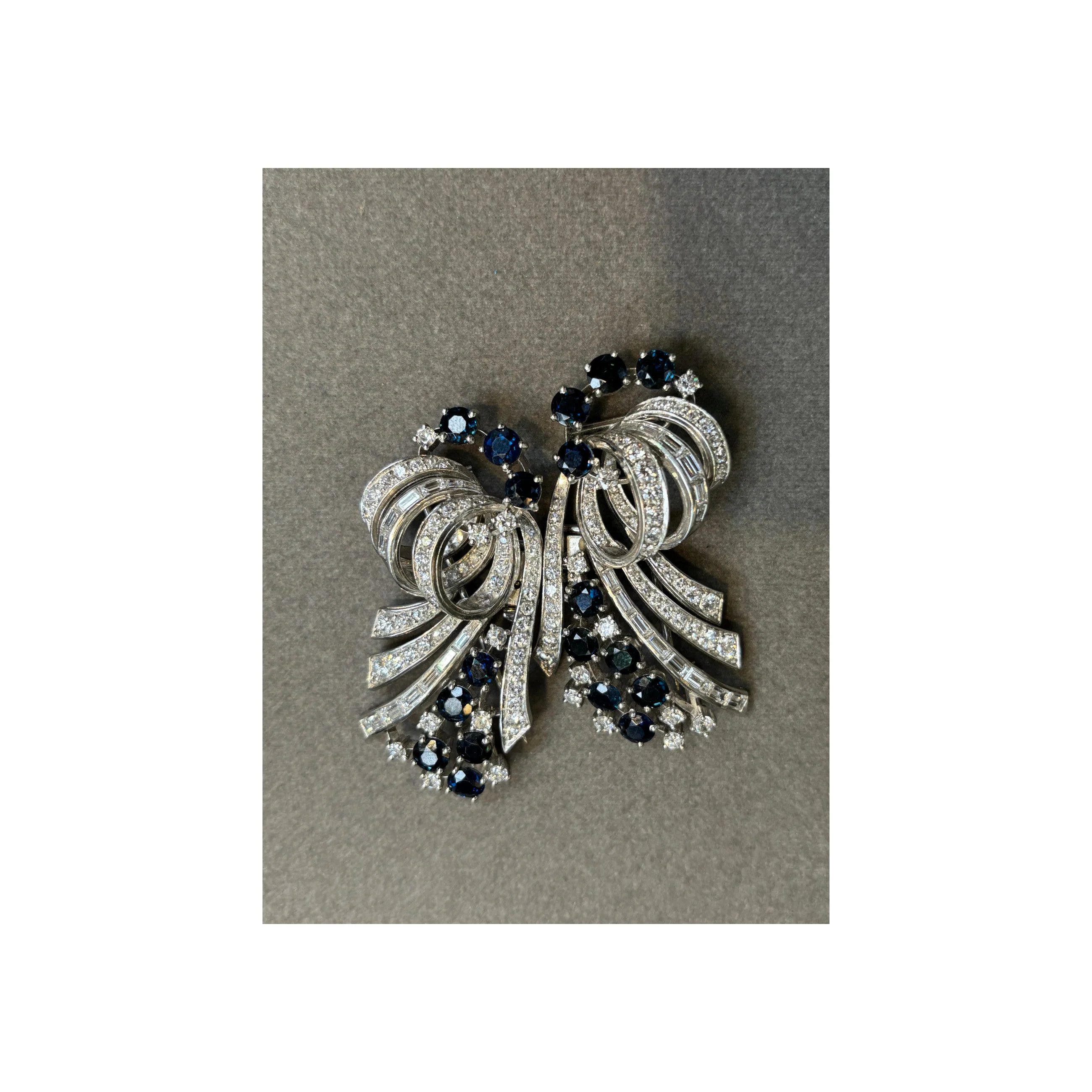 Sapphire and Diamond Double Clip Brooch - Image 5