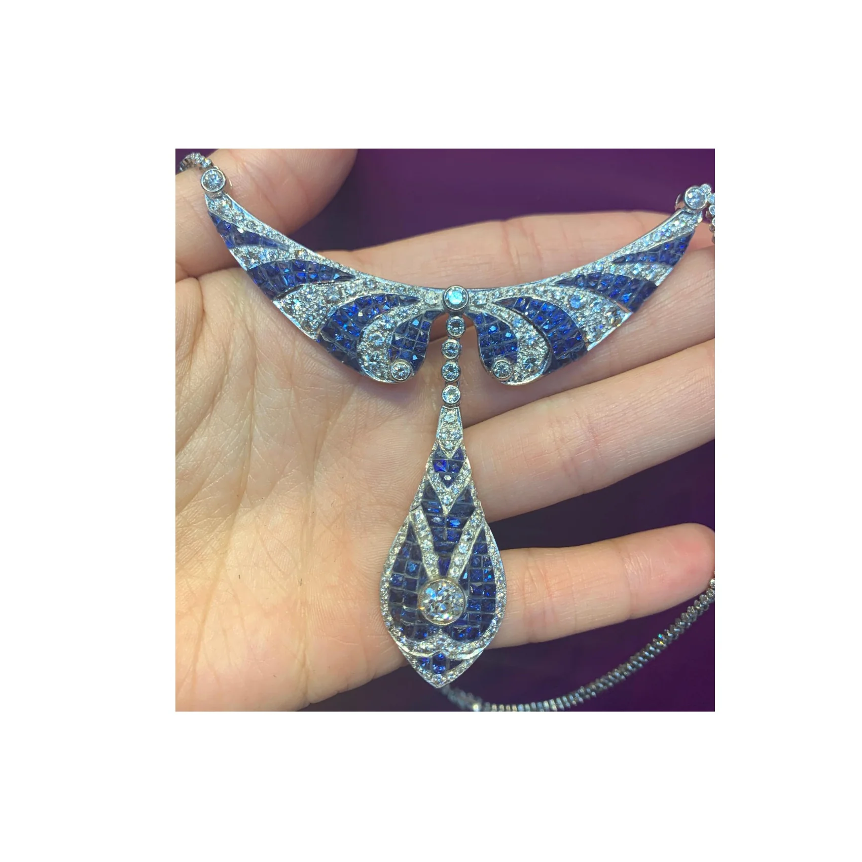 Invisible Set Sapphire and Diamond Necklace - Image 2