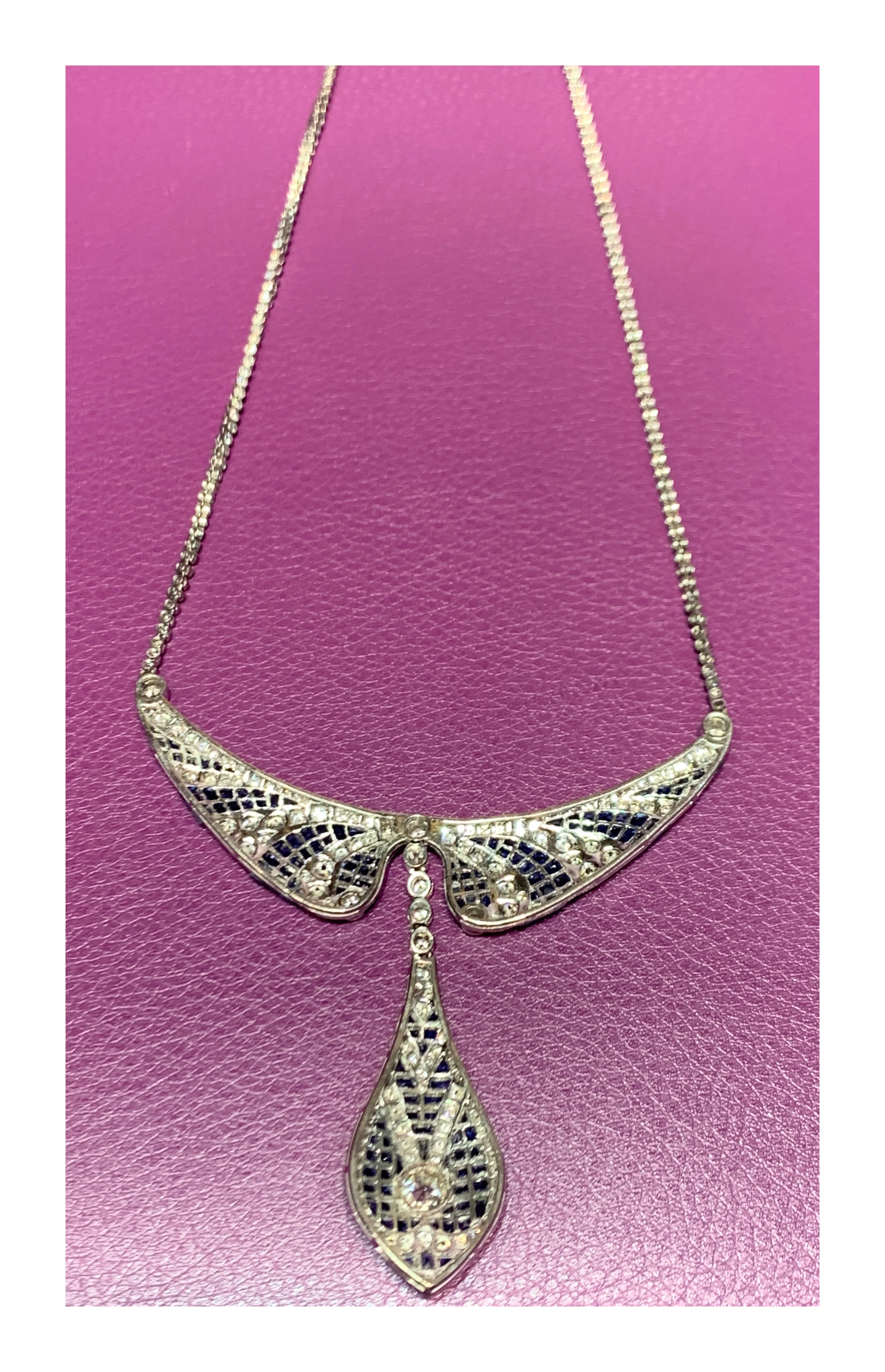 Invisible Set Sapphire and Diamond Necklace - Image 5