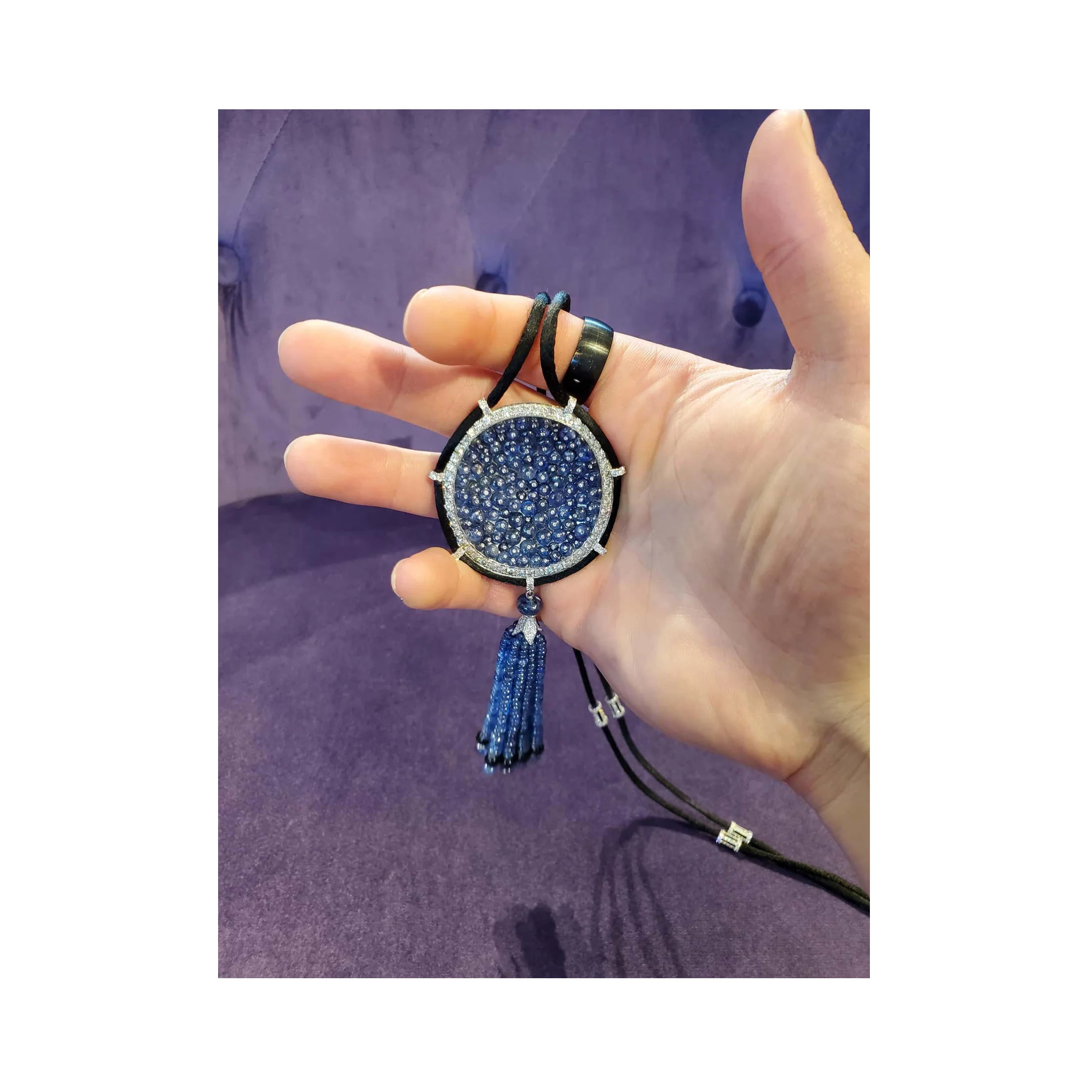 Sapphire and Diamond Tassel Necklace - Image 4