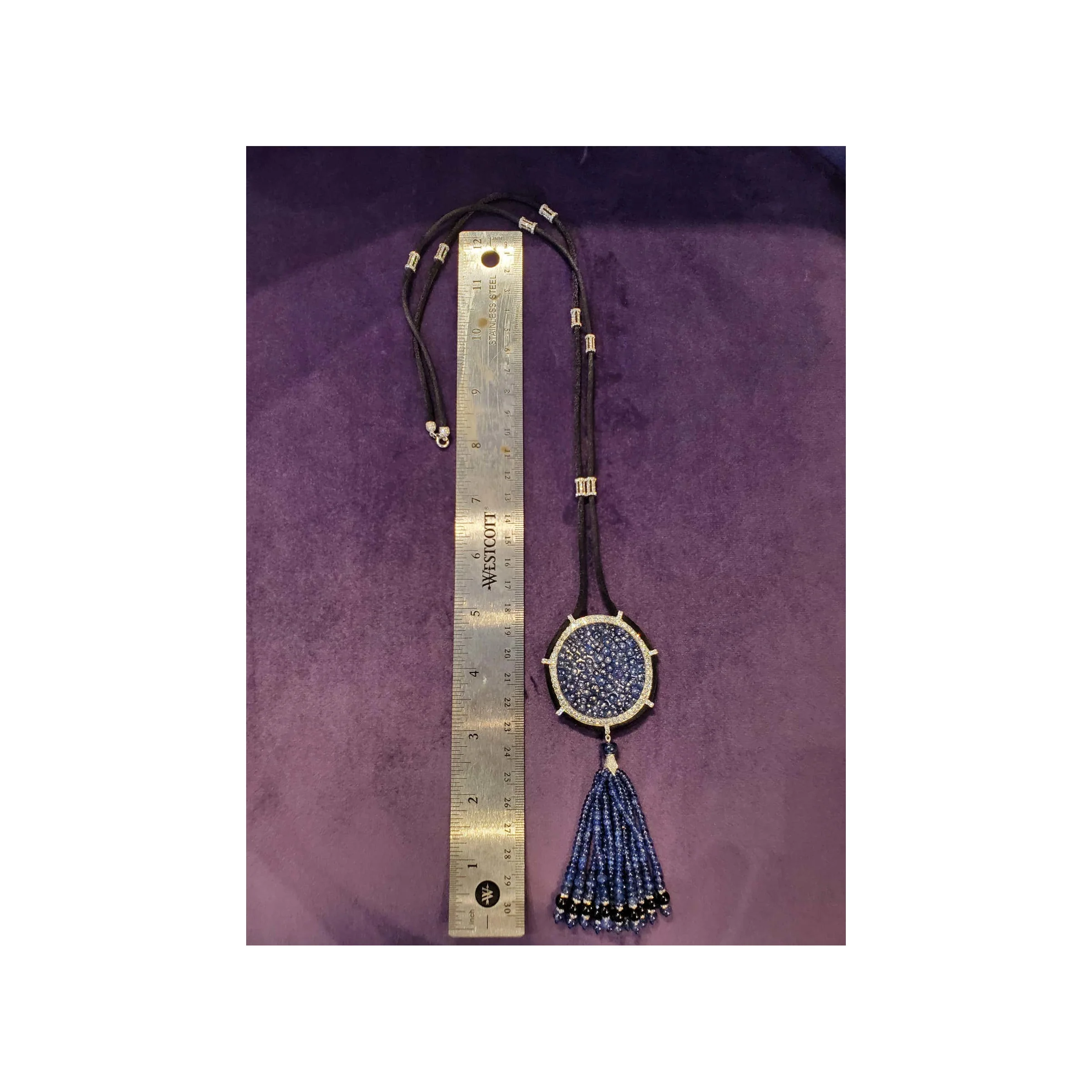 Sapphire and Diamond Tassel Necklace - Image 5