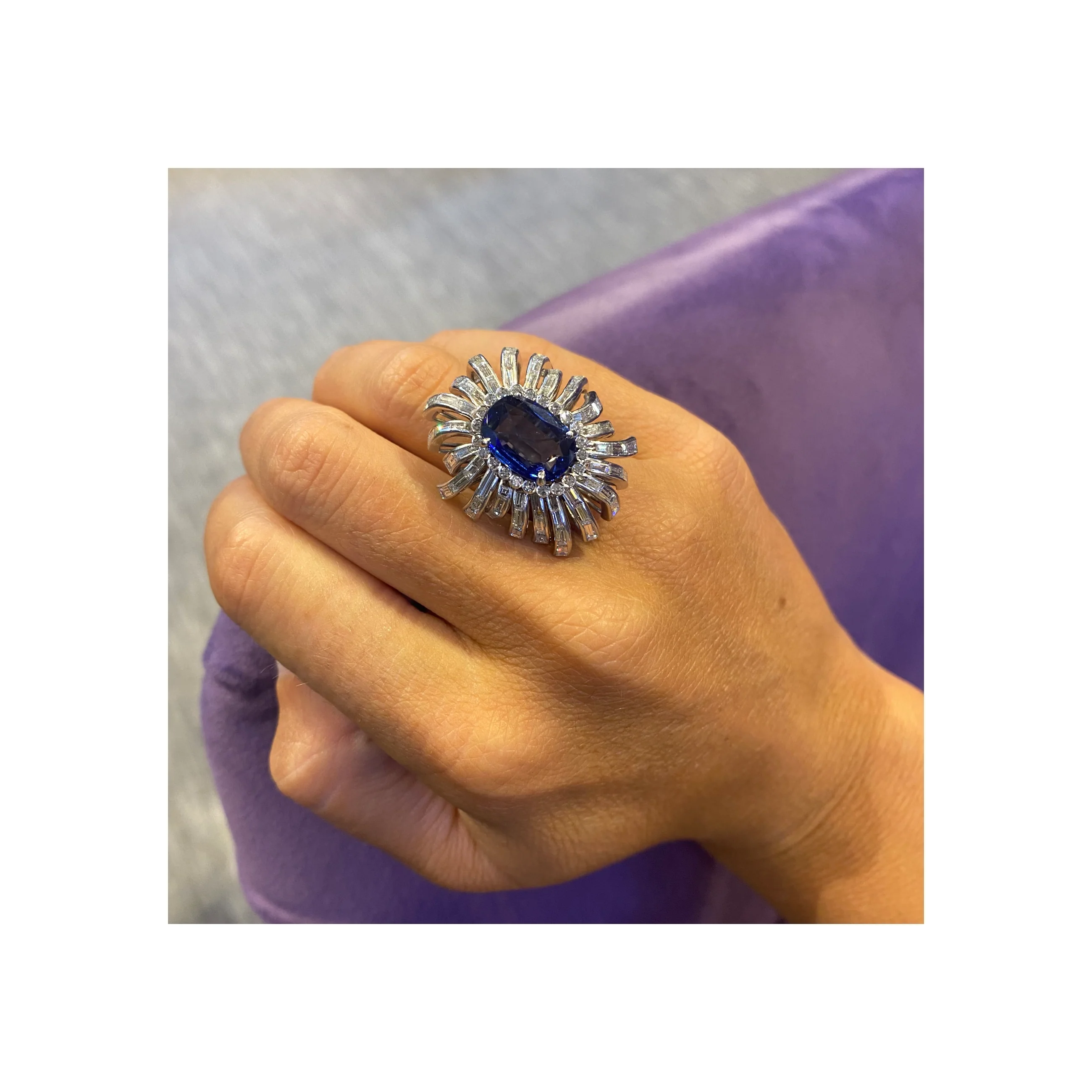 Sapphire & Diamond Cocktail Ring - Image 2