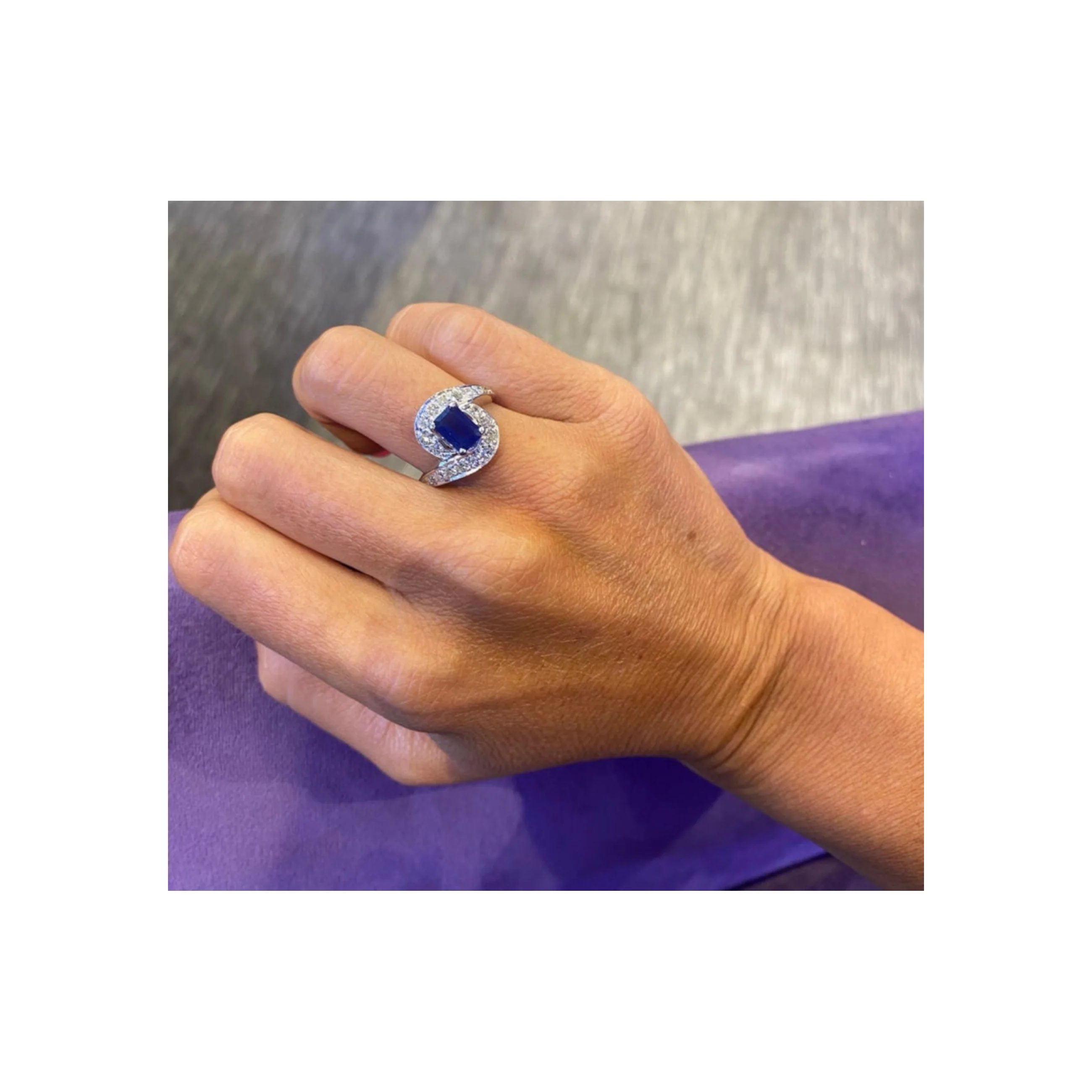 Sapphire & Diamond Cocktail Ring - Image 2