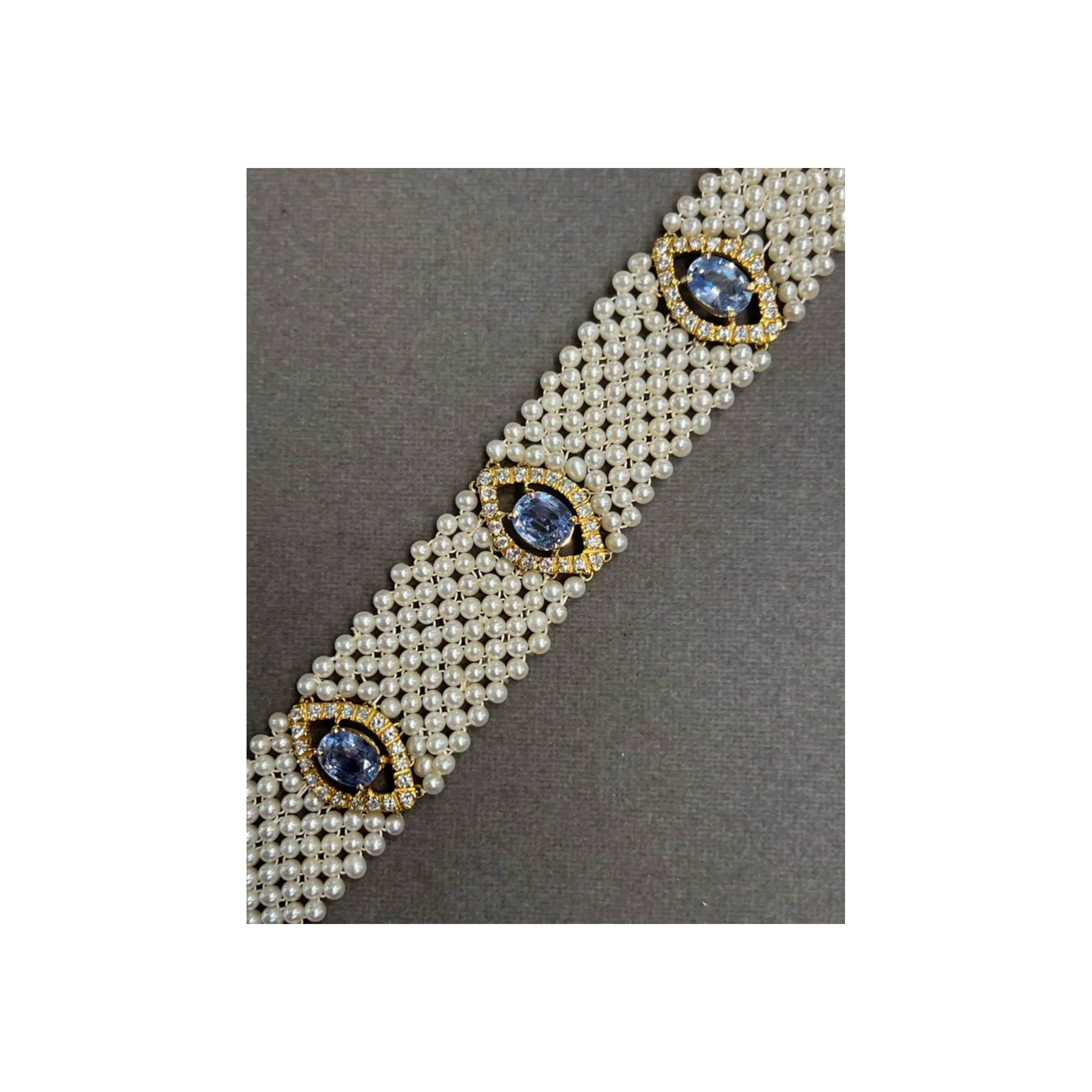 Sapphire & Pearl Mesh Bracelet - Image 5