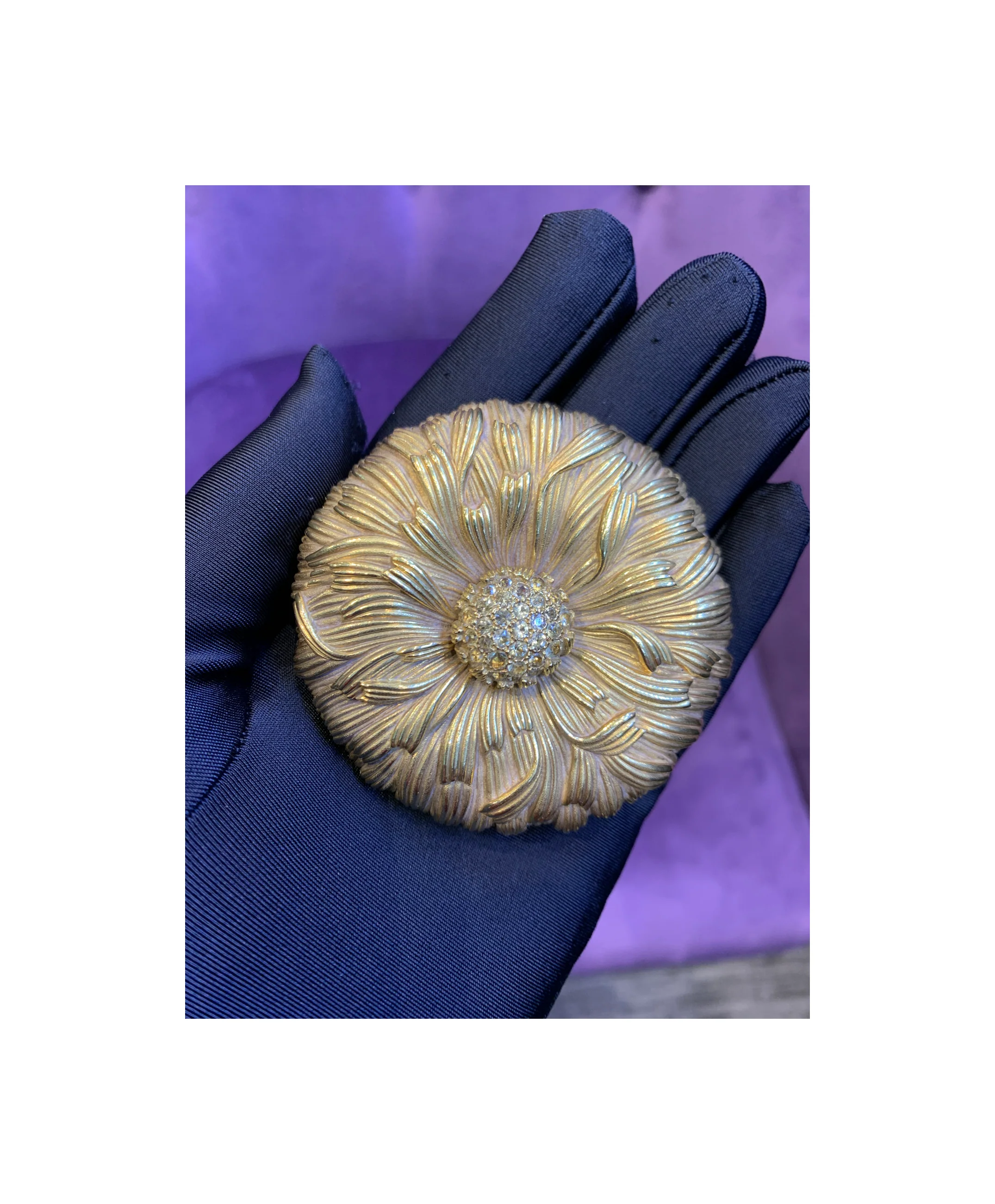 Schlumberger for Tiffany & Co. Yellow Sapphire & Gold Floral Compact Mirror - Image 3