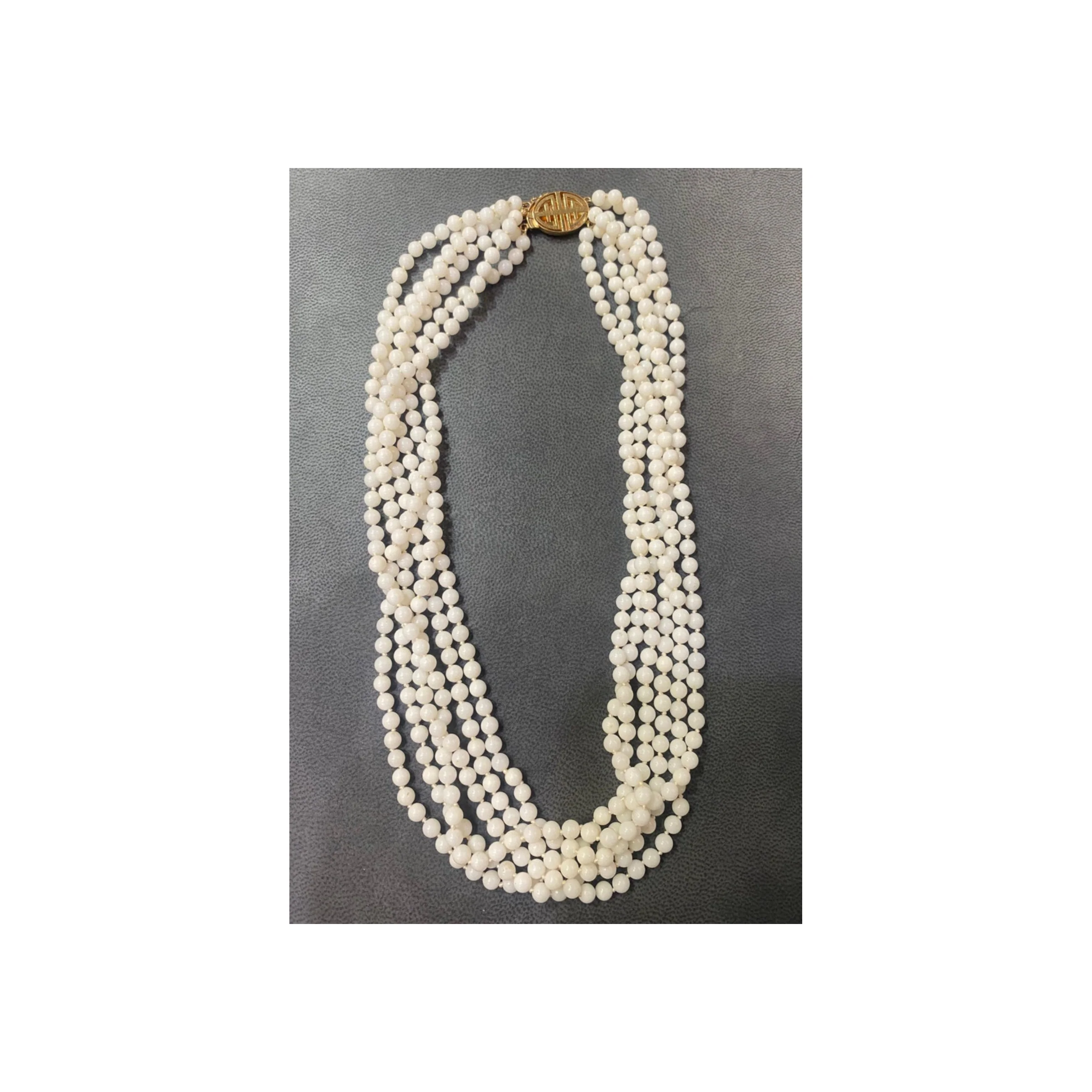 Six Strand White Coral Bead Necklace - Image 8