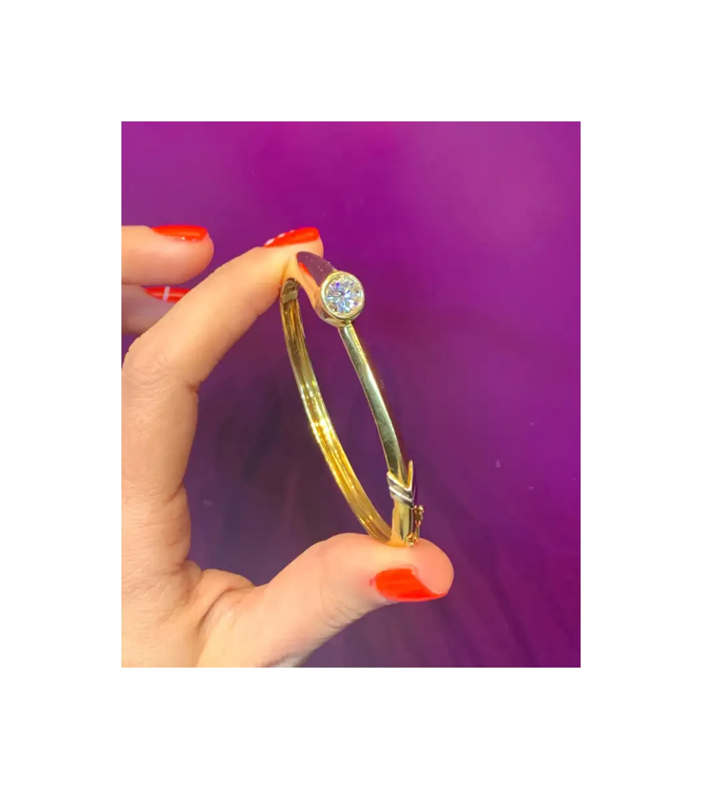 Solitaire Diamond & Gold Bangle - Image 9