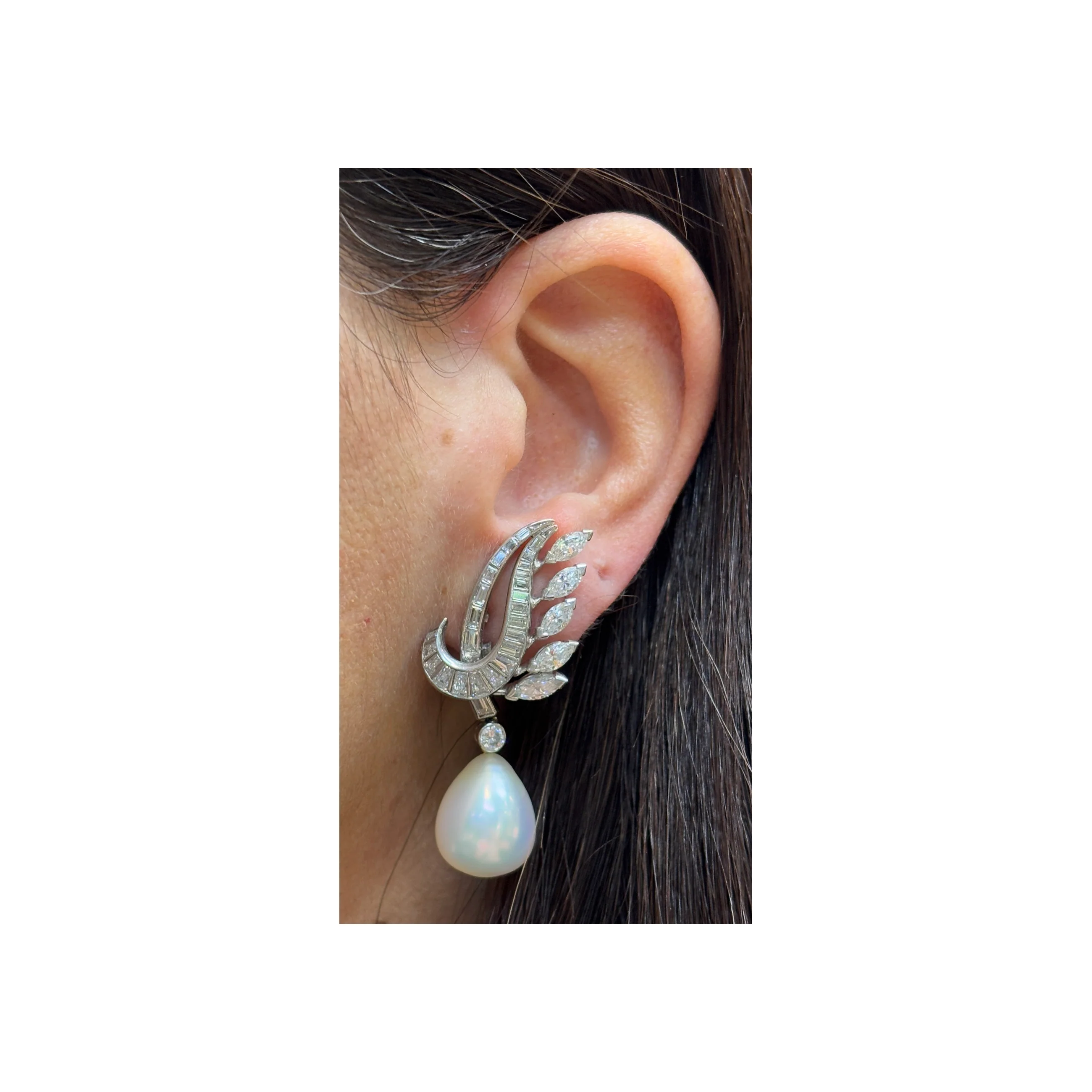 South Sea Pearl & Diamond Earrings - Image 2